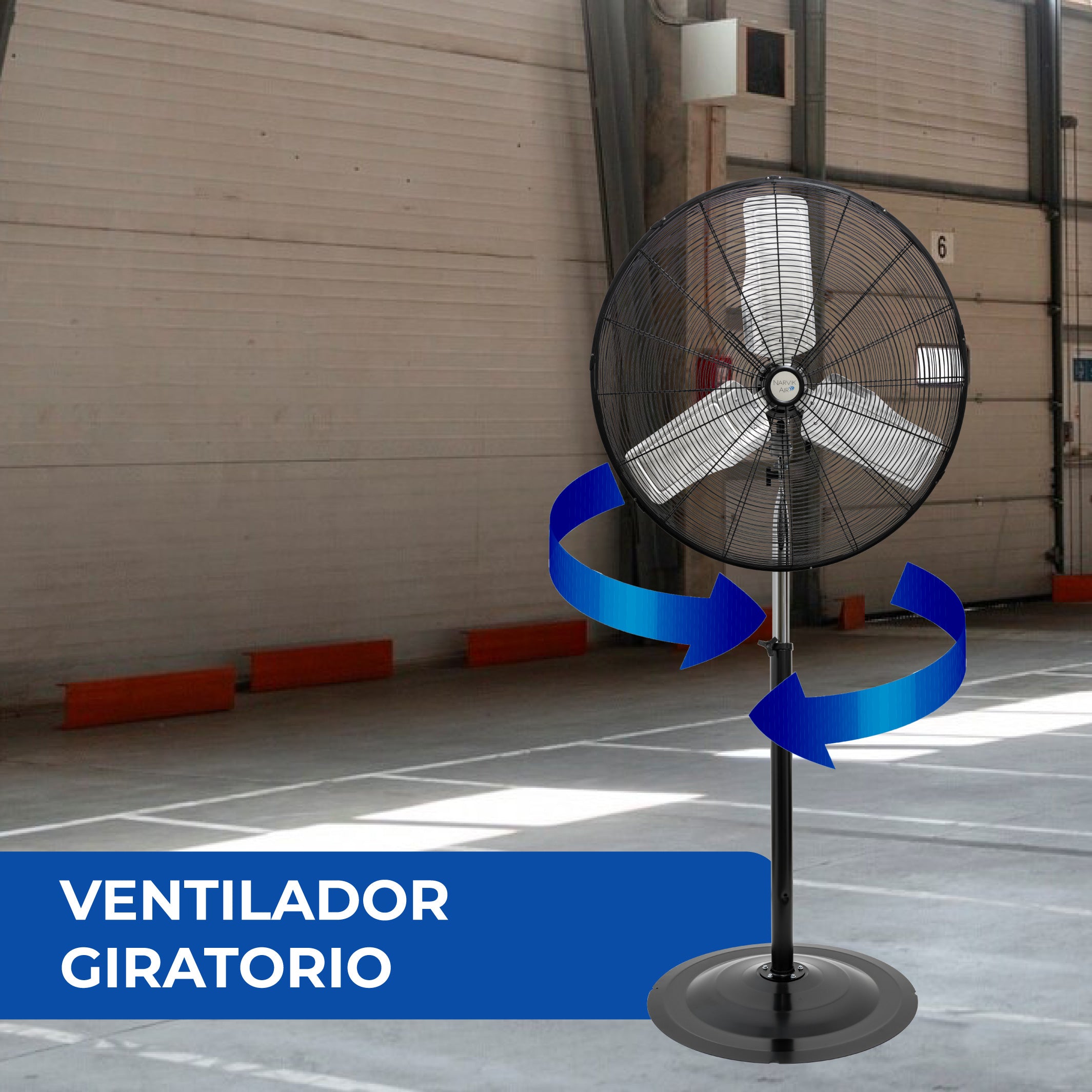 Narvik Ventilador Industrial de Pedestal de 24" 180 W con 2 Aspas Métalicas, Modelo NA-S24