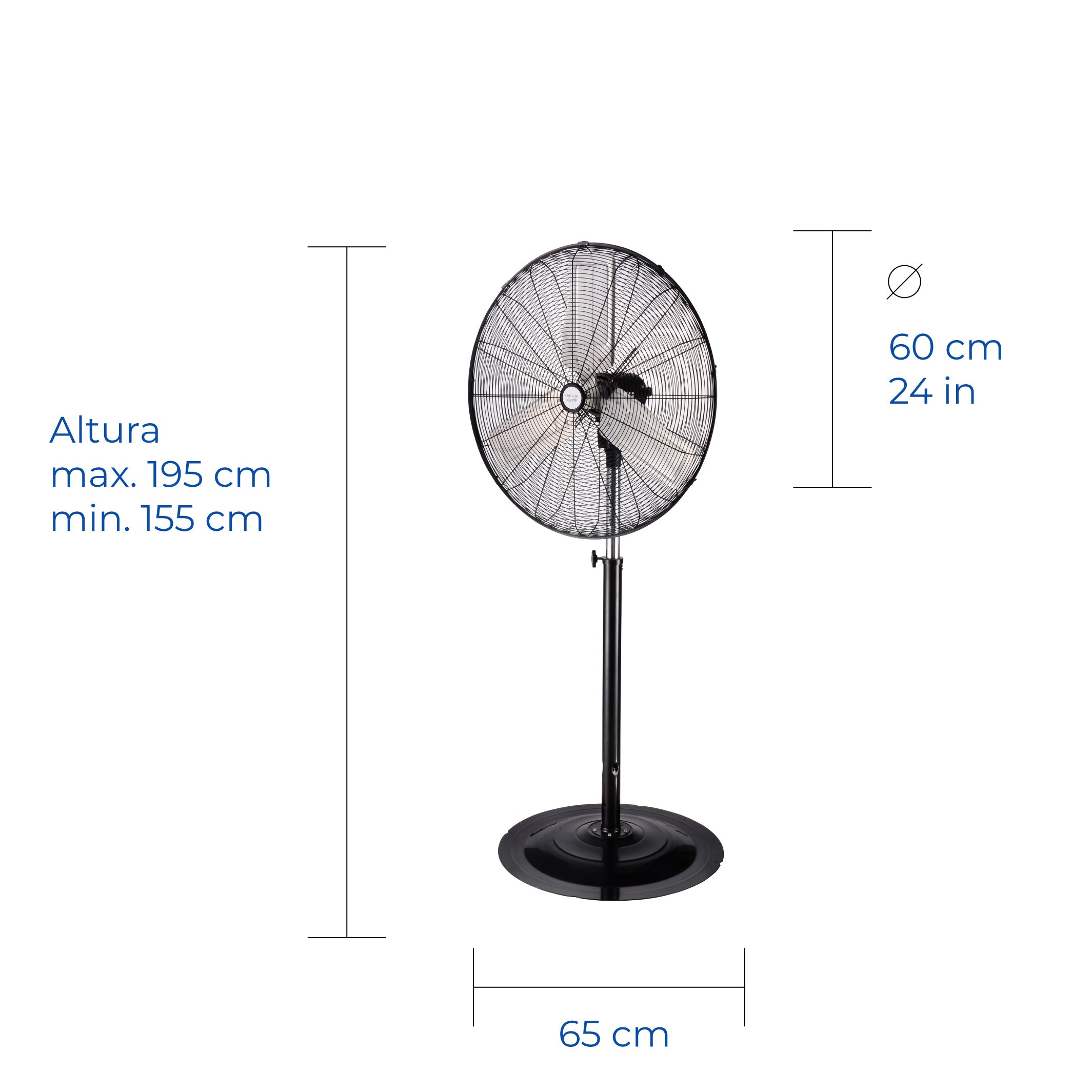 Narvik Ventilador Industrial de Pedestal de 24" 180 W con 2 Aspas Métalicas, Modelo NA-S24