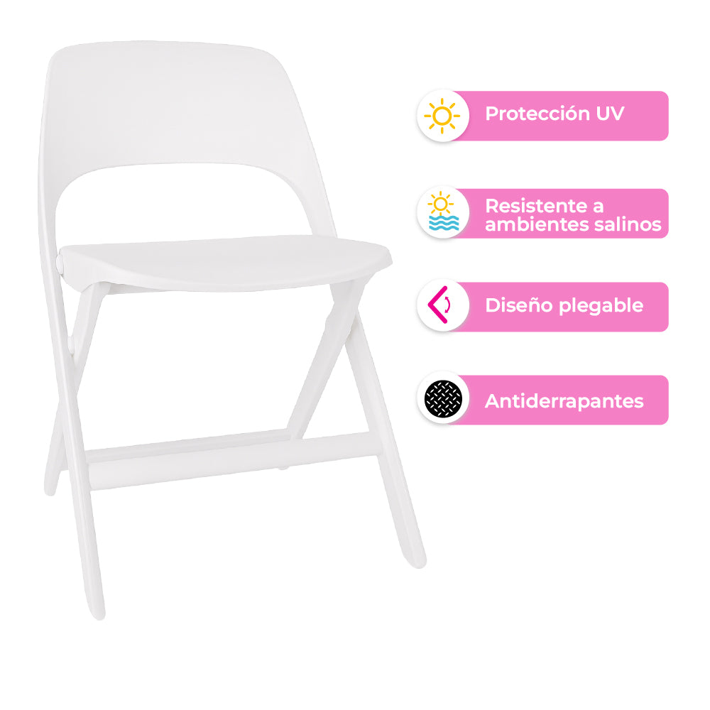 Offiho Silla Plegable y Resistente para Interior y Exterior de Polipropileno, Modelo Folding OHV-137
