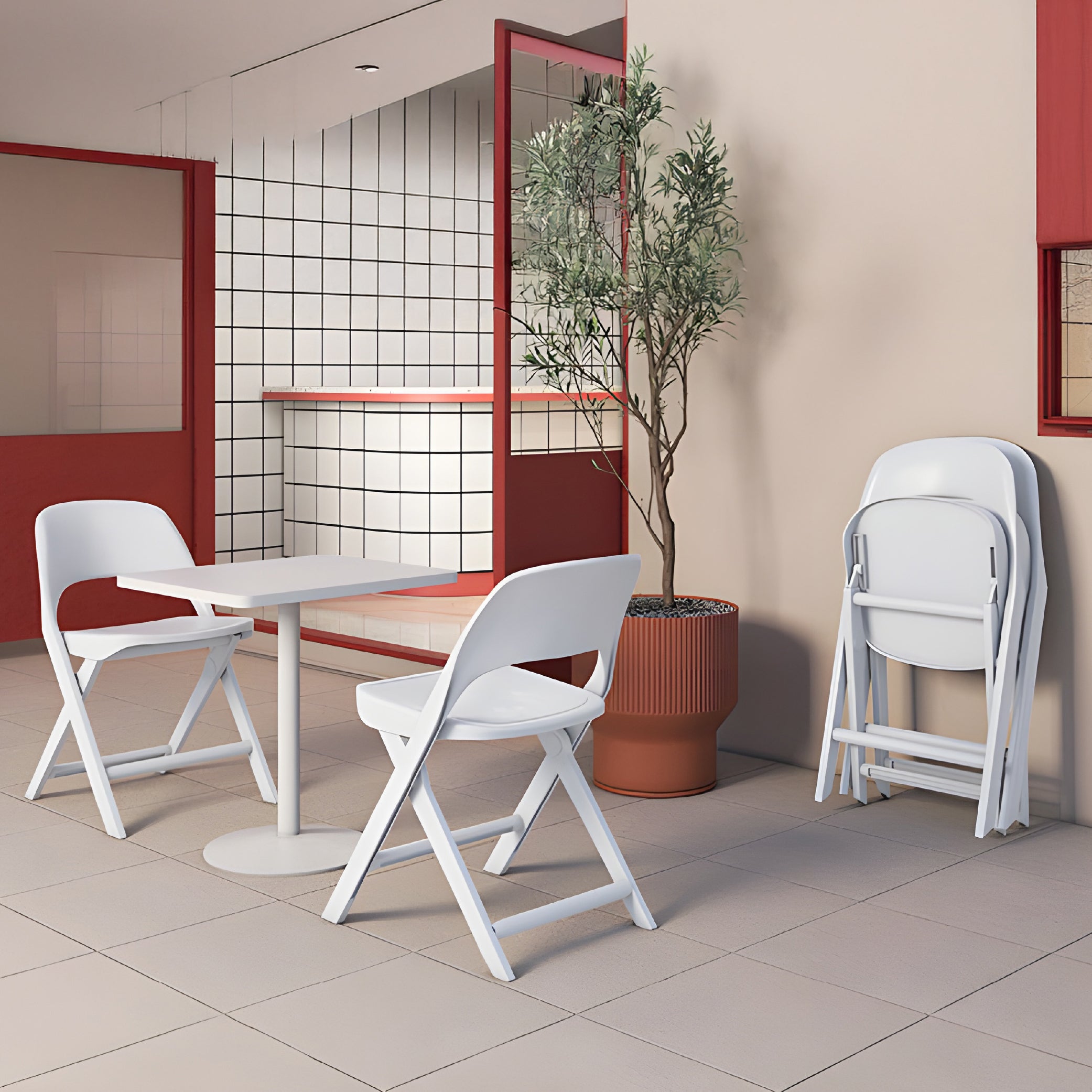 Offiho Silla Plegable y Resistente para Interior y Exterior de Polipropileno, Modelo Folding OHV-137