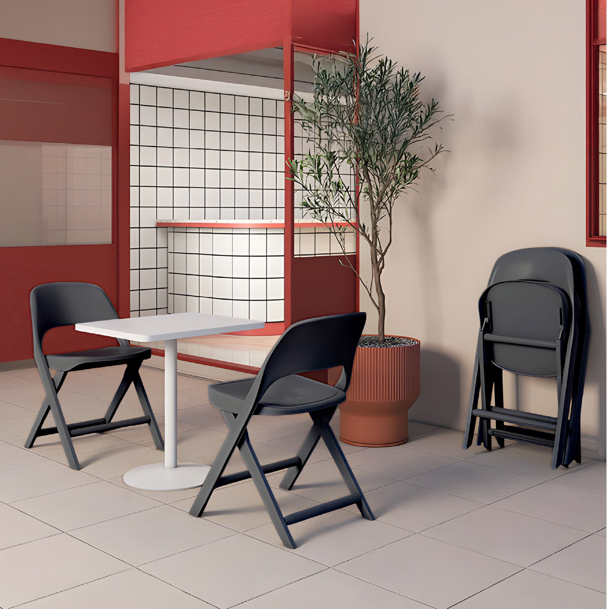 Offiho Silla Plegable y Resistente para Interior y Exterior de Polipropileno, Modelo Folding OHV-137