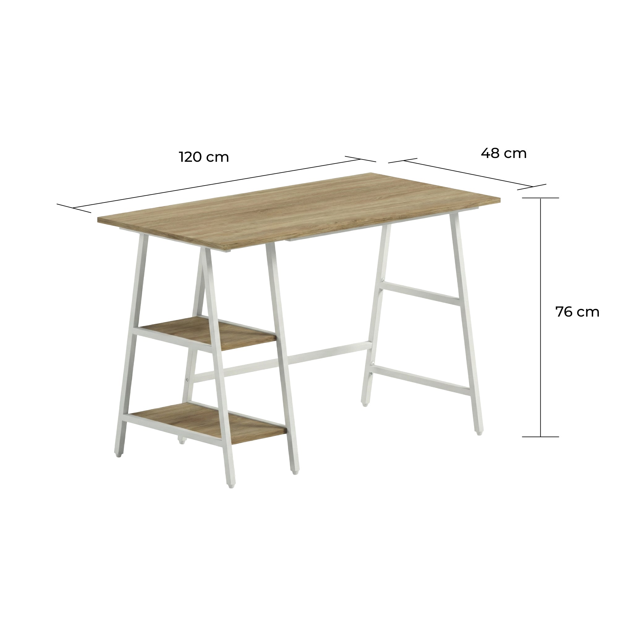 Offiho Escritorio de Oficina para Home Office con Estructura Metálica y Almacenamiento, Modelo 2240183