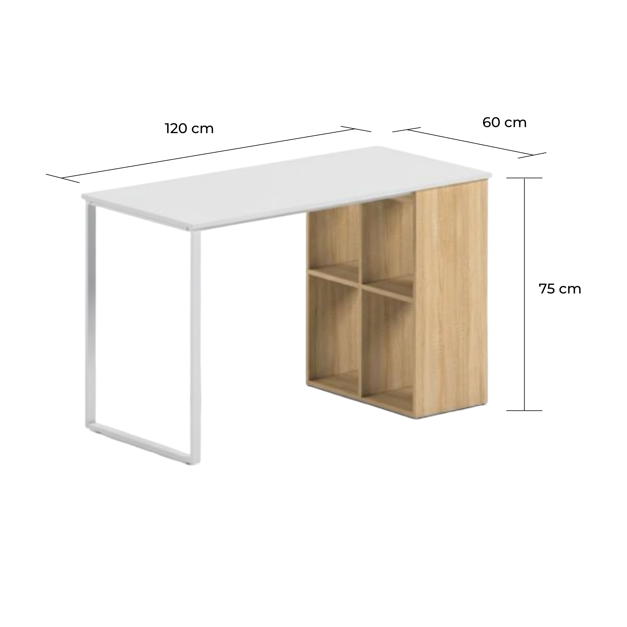 Offiho Escritorio de Oficina para Home Office con Estructura Metálica y Almacenamiento, Modelo 2240184