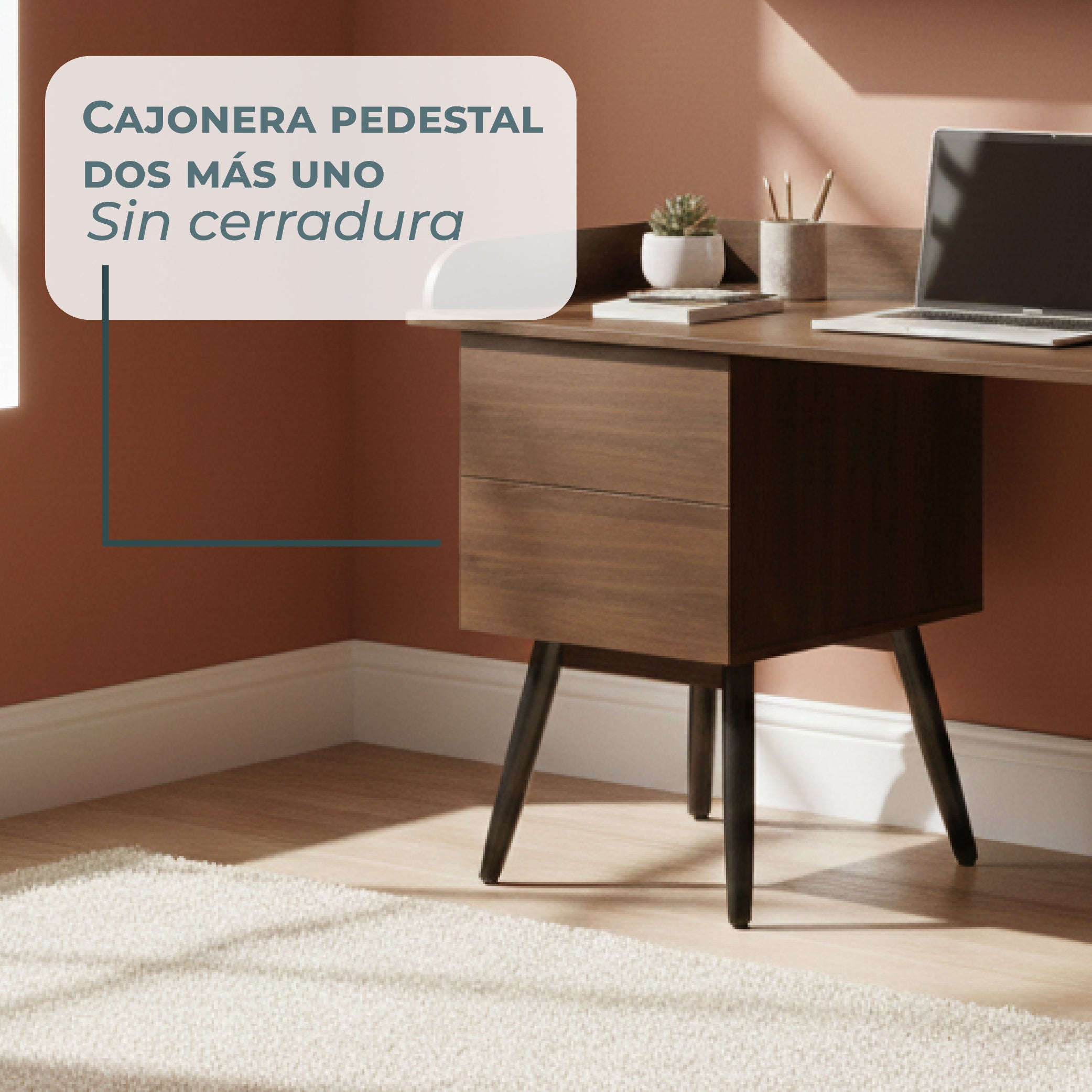 Offiho Escritorio de Oficina para Home Office con Estructura Metálica y Cajones, Modelo 2240186