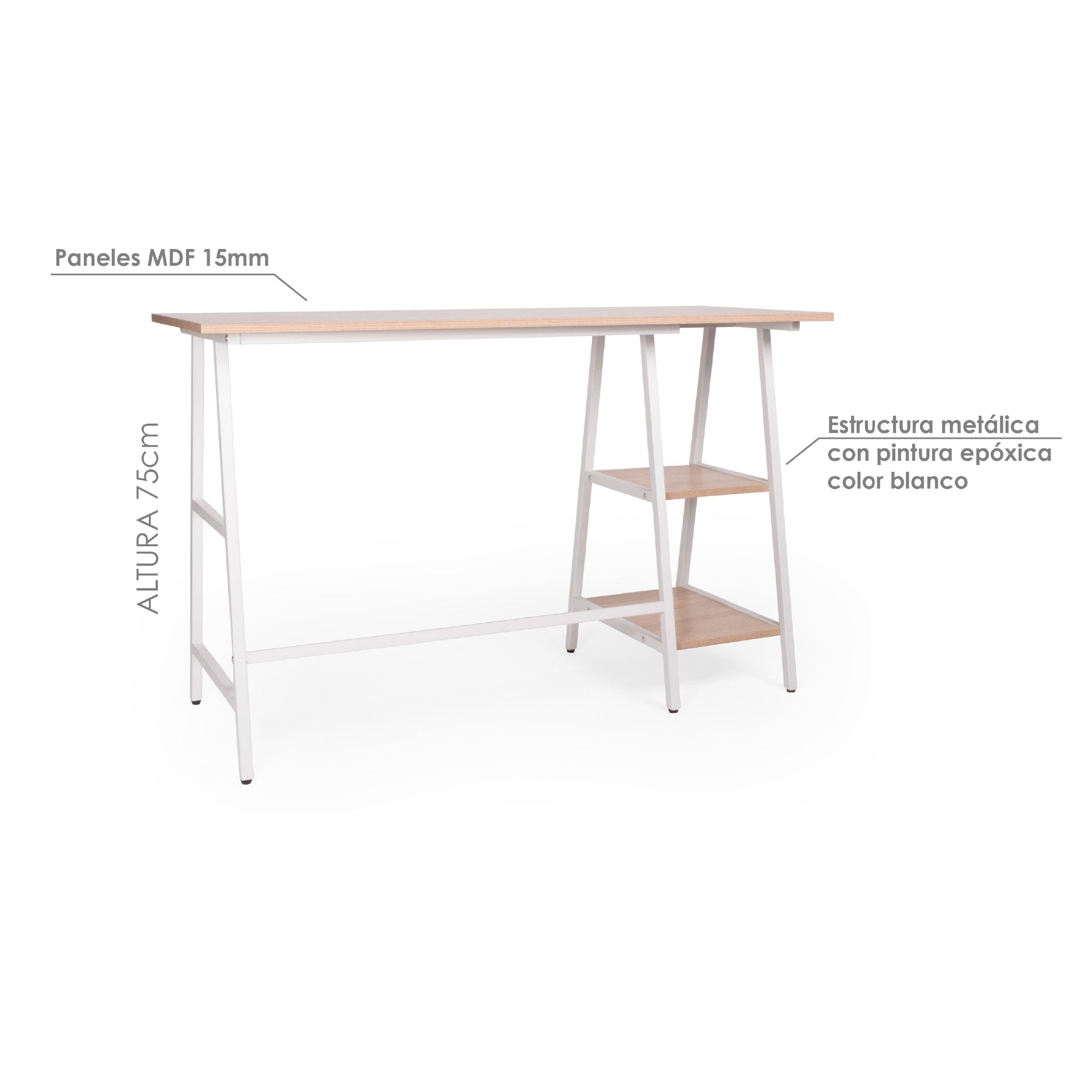 Offiho Escritorio de Oficina para Home Office con Estructura Metálica y Almacenamiento, Modelo 2240183