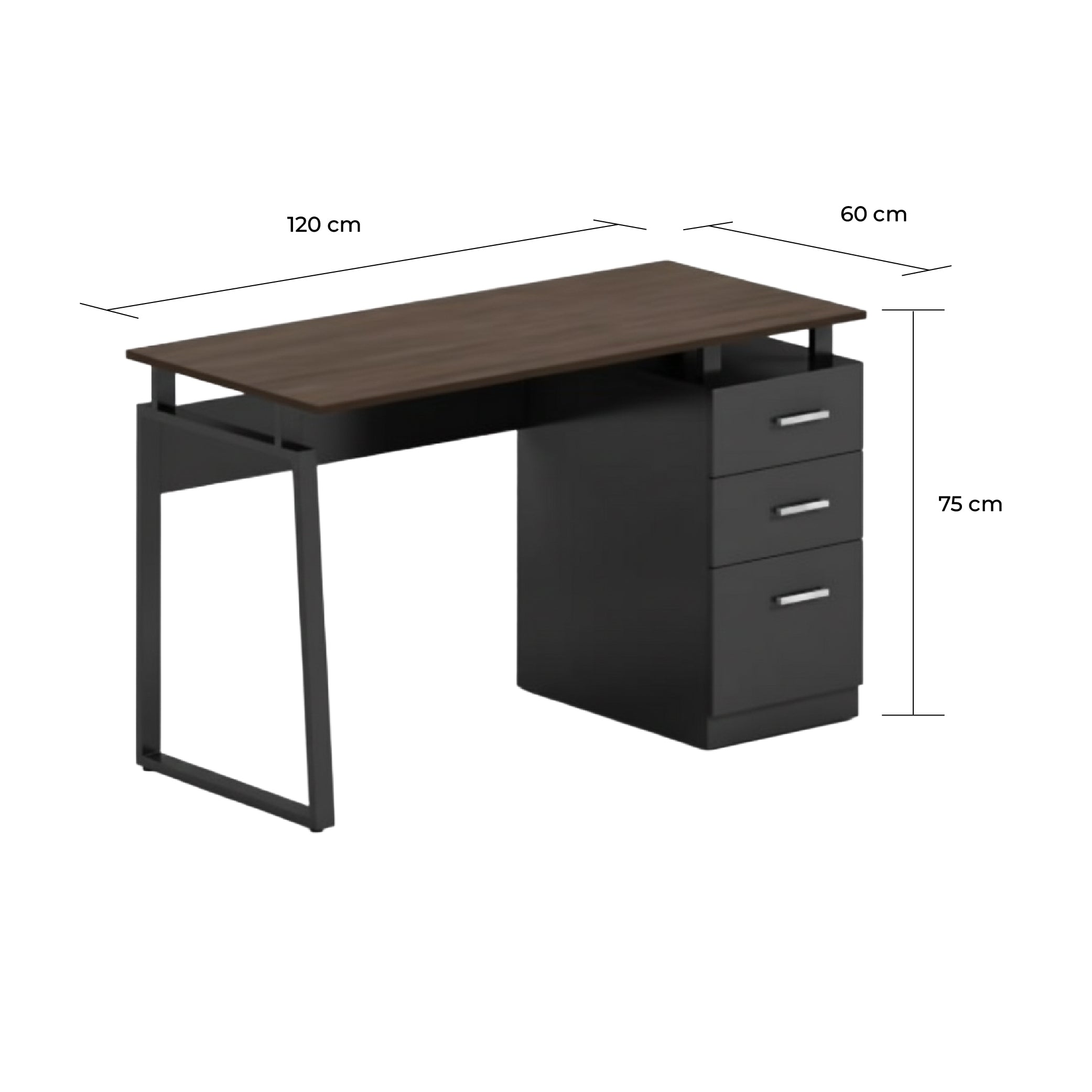 Offiho Escritorio de Oficina para Home Office con Estructura Metálica y Cajones, Modelo 2240185
