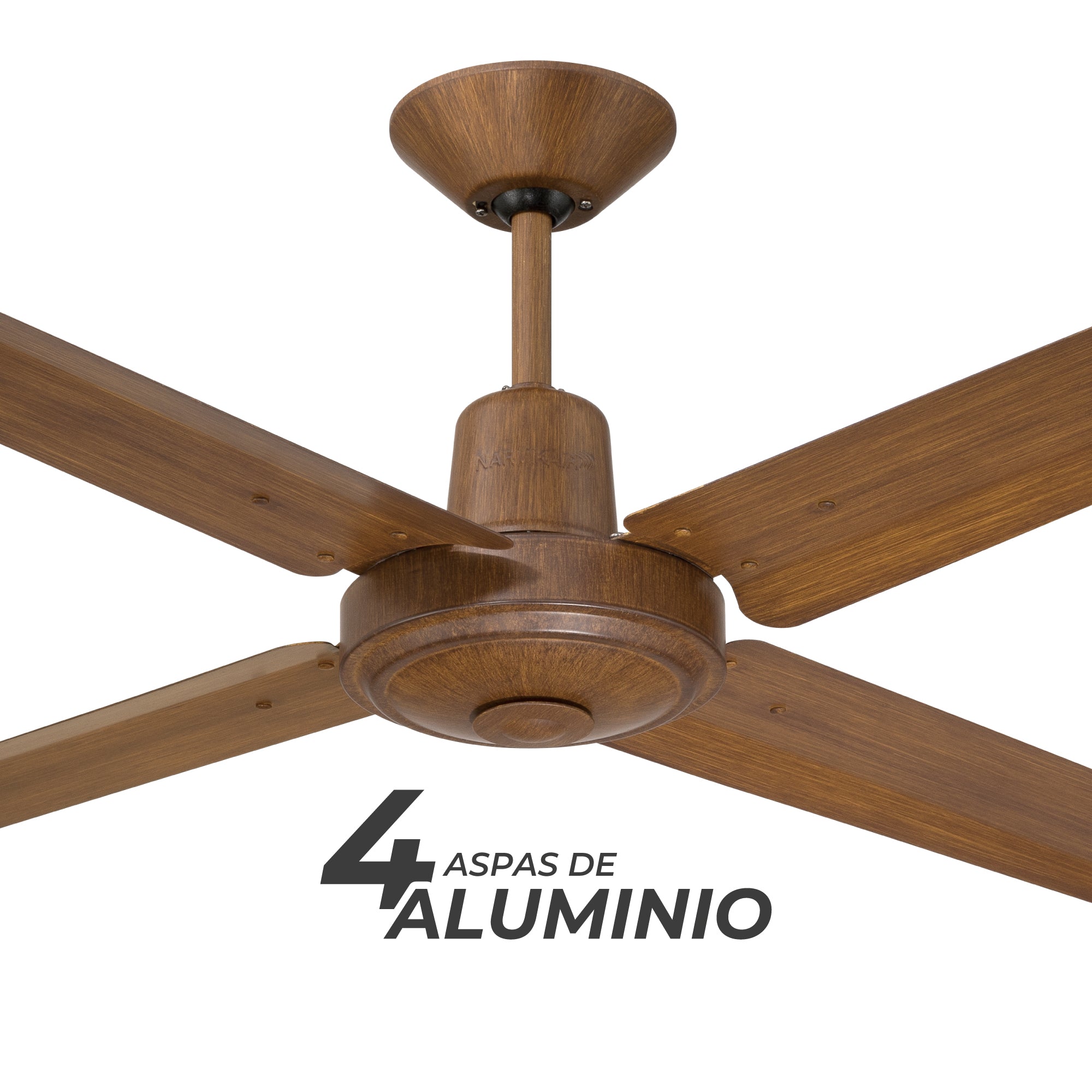 Narvik Ventilador de Techo de 56"  4 Aspas de Aluminio con Acabado de Madera Control de Pared, Modelo NA3013