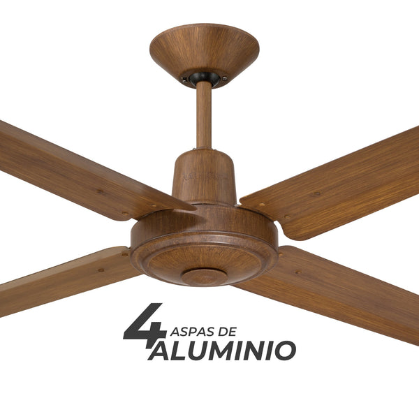 Narvik Ventilador de Techo de 56"  4 Aspas de Aluminio con Acabado de Madera Control de Pared, Modelo NA3013
