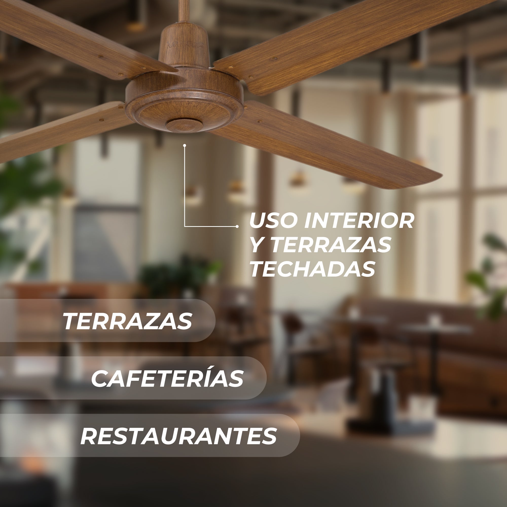 Narvik Ventilador de Techo de 56"  4 Aspas de Aluminio con Acabado de Madera Control de Pared, Modelo NA3013