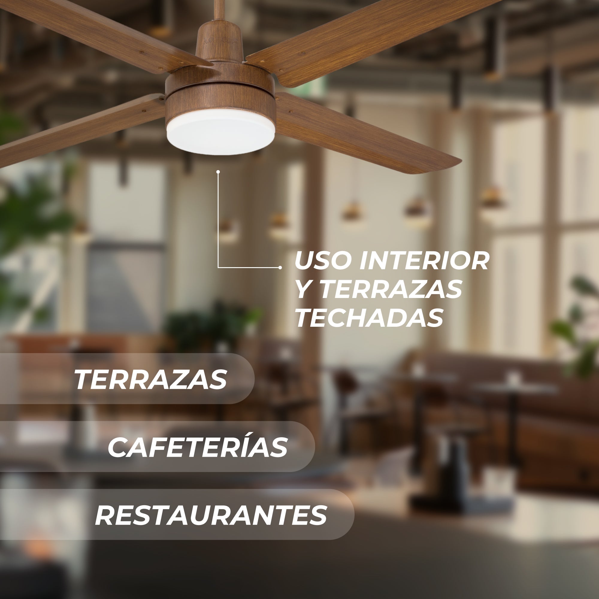 Narvik Ventilador de Techo Con Luz de 56"  4 Aspas de Aluminio con Acabado de Madera Control de Pared, Modelo NA3023