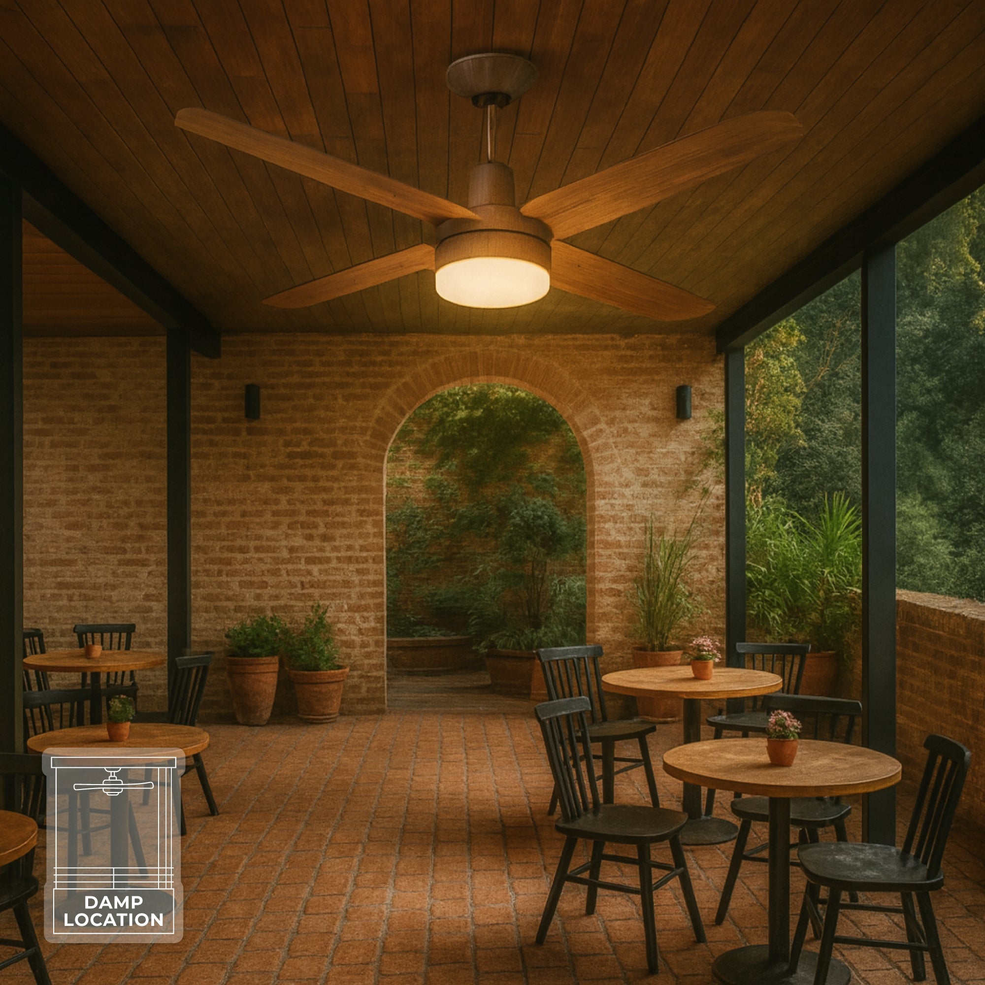 Narvik Ventilador de Techo Con Luz de 56"  4 Aspas de Aluminio con Acabado de Madera Control de Pared, Modelo NA3023