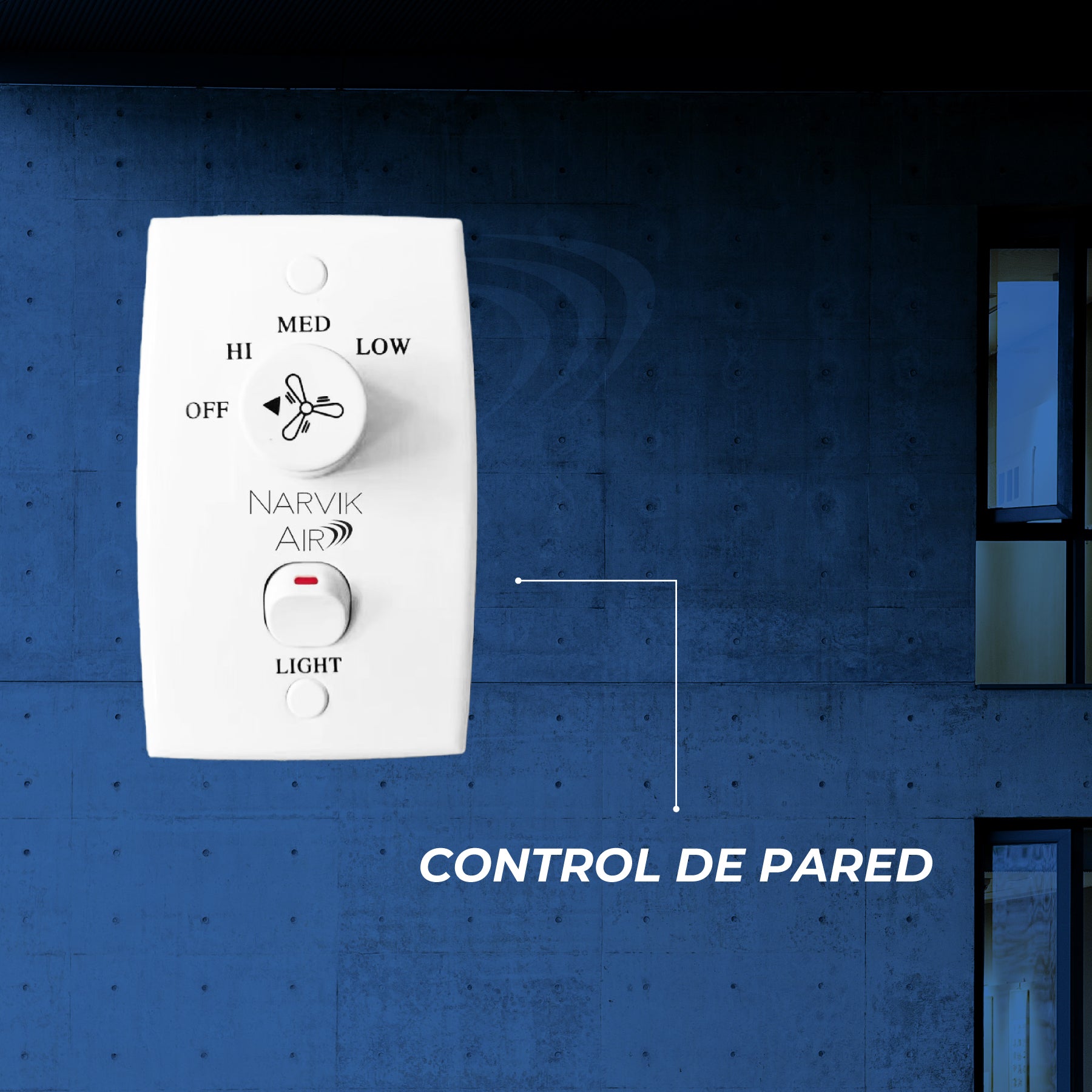 Narvik Ventilador de Techo de 56" Con 3 Aspas de Aluminio con Control de Pared para Uso Industrial, Modelo NA3031