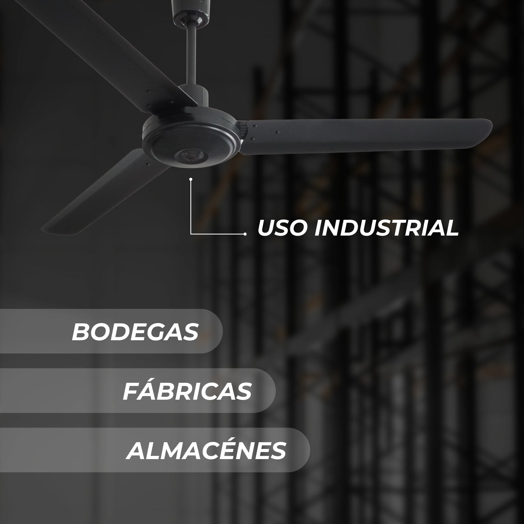 Narvik Ventilador de Techo de 56" Con 3 Aspas de Aluminio con Control de Pared para Uso Industrial, Modelo NA3031