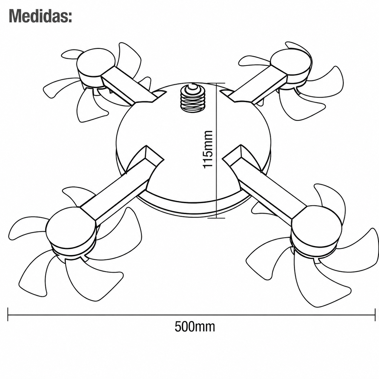 Ipsa Ventilador de Techo con Luz CCT y Control Remoto, Modelo VENTI-LITE/DRONX4