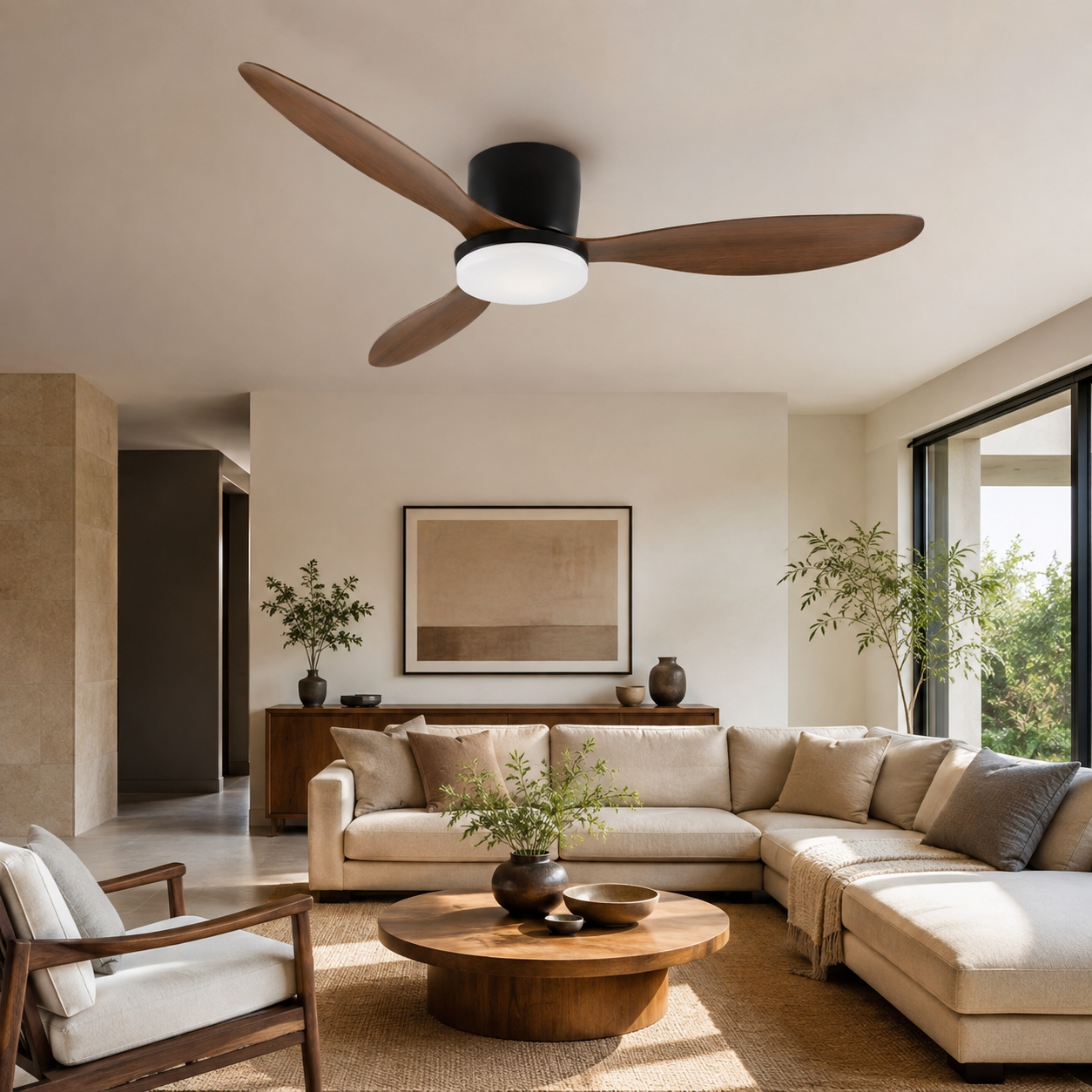 Ipsa Ventilador de Techo de 52" de 3 Aspas con Luz CCT y control Remoto, Modelo Milan