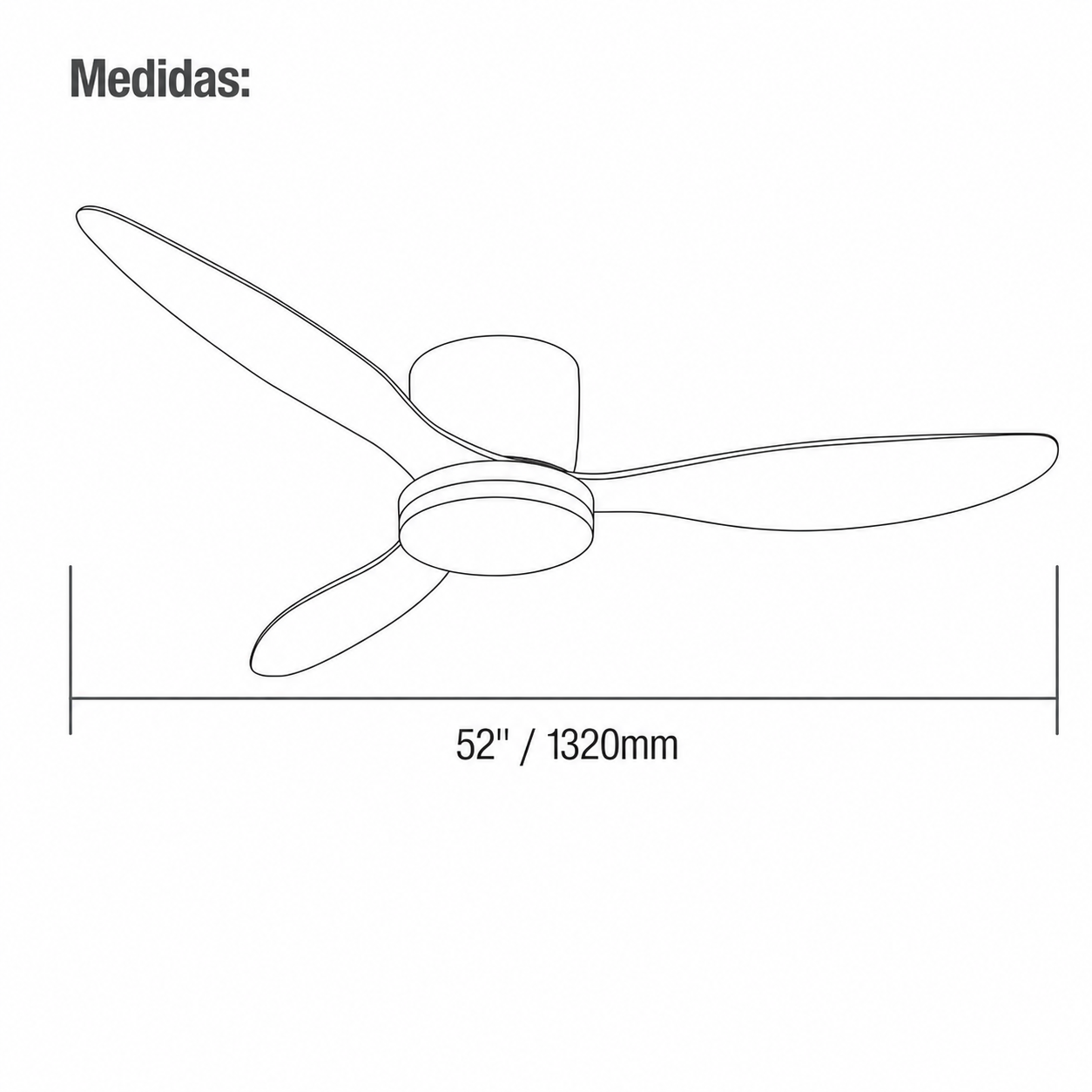Ipsa Ventilador de Techo de 52" de 3 Aspas con Luz CCT y control Remoto, Modelo Milan