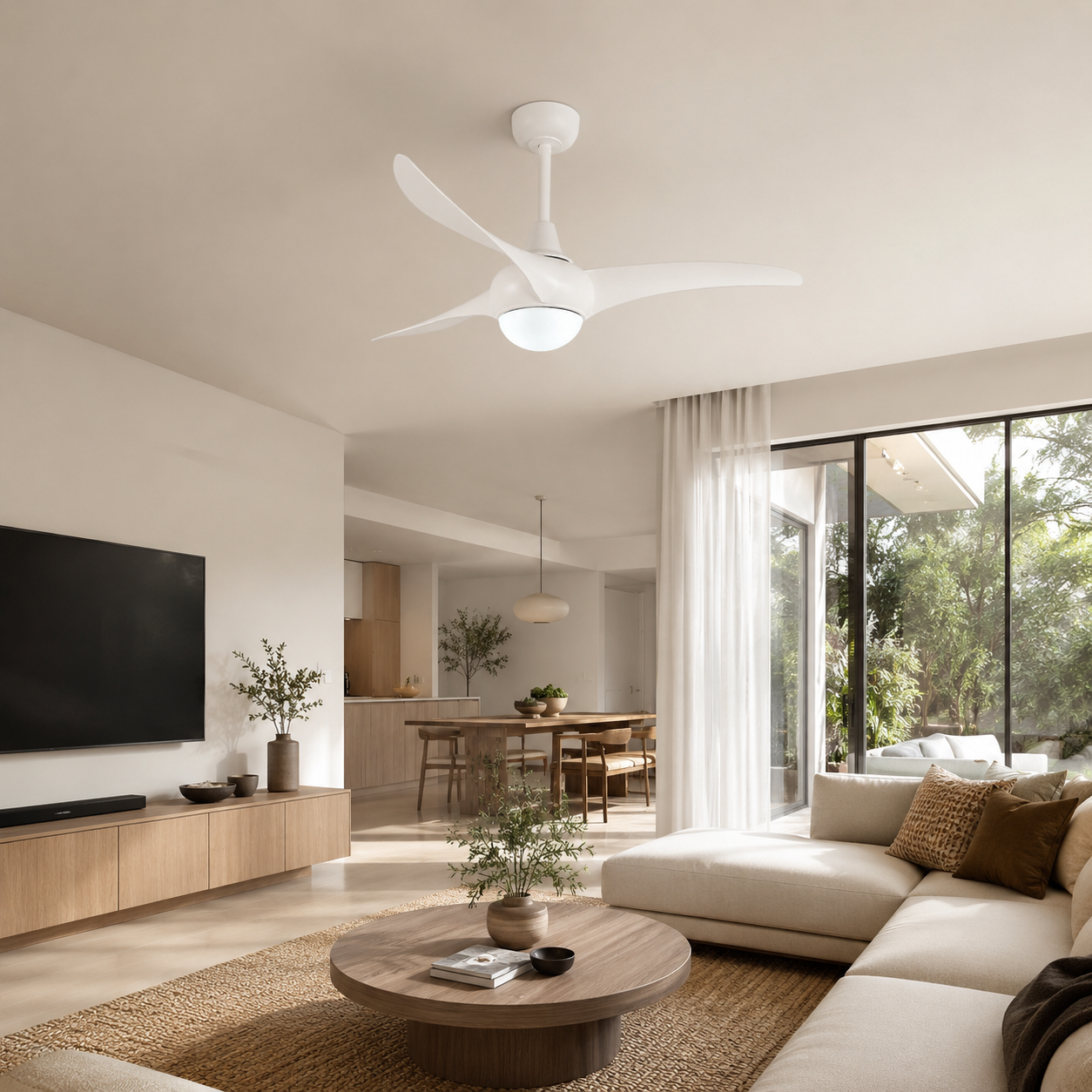 Ipsa Ventilador de Techo 52" de 3 Aspas con Luz y Control Remoto CCT, Modelo Cabos