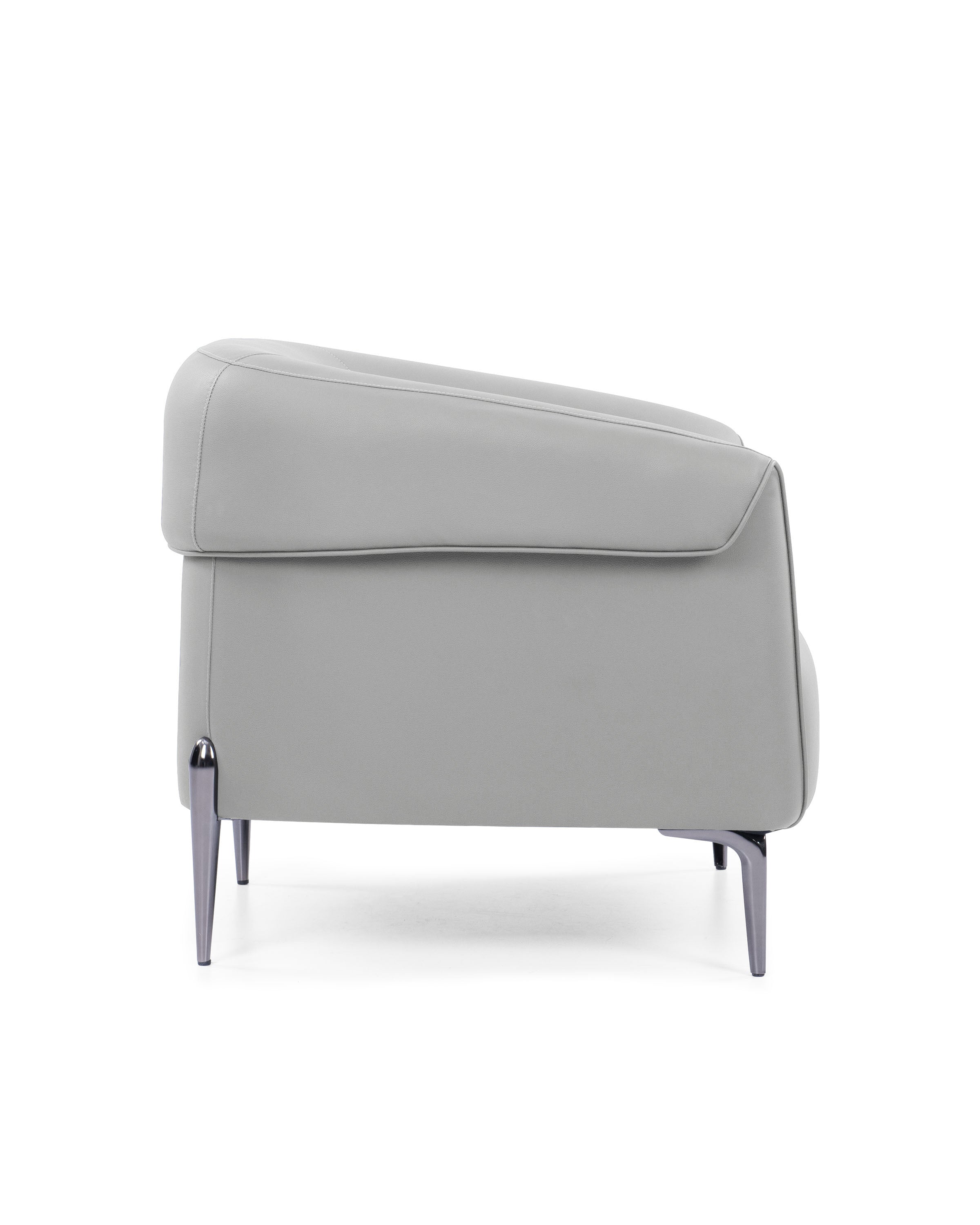 Offiho Black Sillón / Sofá de Una Plaza Tipo Piel Gris con Patas de Acero, Modelo Amelia OHM41001