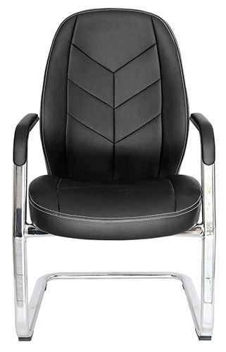 Offiho Set de 2 Silla de Oficina Modernas Tipo Piel con Terminados en Cromo con Descansabrazos para Visitas, Modelo ALUFSEN OHV408
