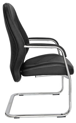 Offiho Set de 2 Silla de Oficina Modernas Tipo Piel con Terminados en Cromo con Descansabrazos para Visitas, Modelo ALUFSEN OHV408