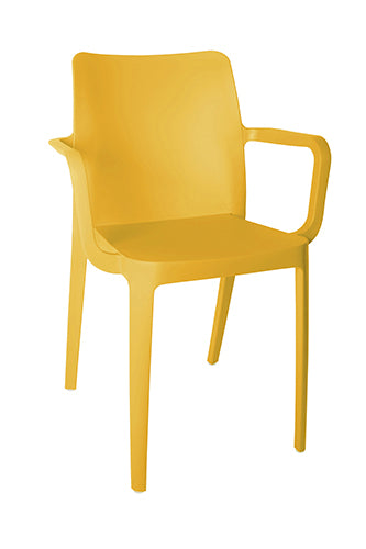 Offiho Set de 4 Sillas de Comedor Durables con Descansabrazos Para Exterior e Interior con Protección UV, Modelo Solei OHV60