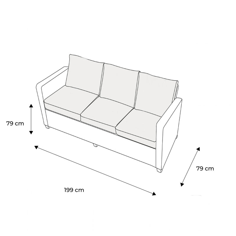 Naterial Set de Sala Muebles de Jardín: Sofá + 2 Sillones + Mesa de Centro Tipo Ratán con Cojines para Exterior, Modelo Medena
