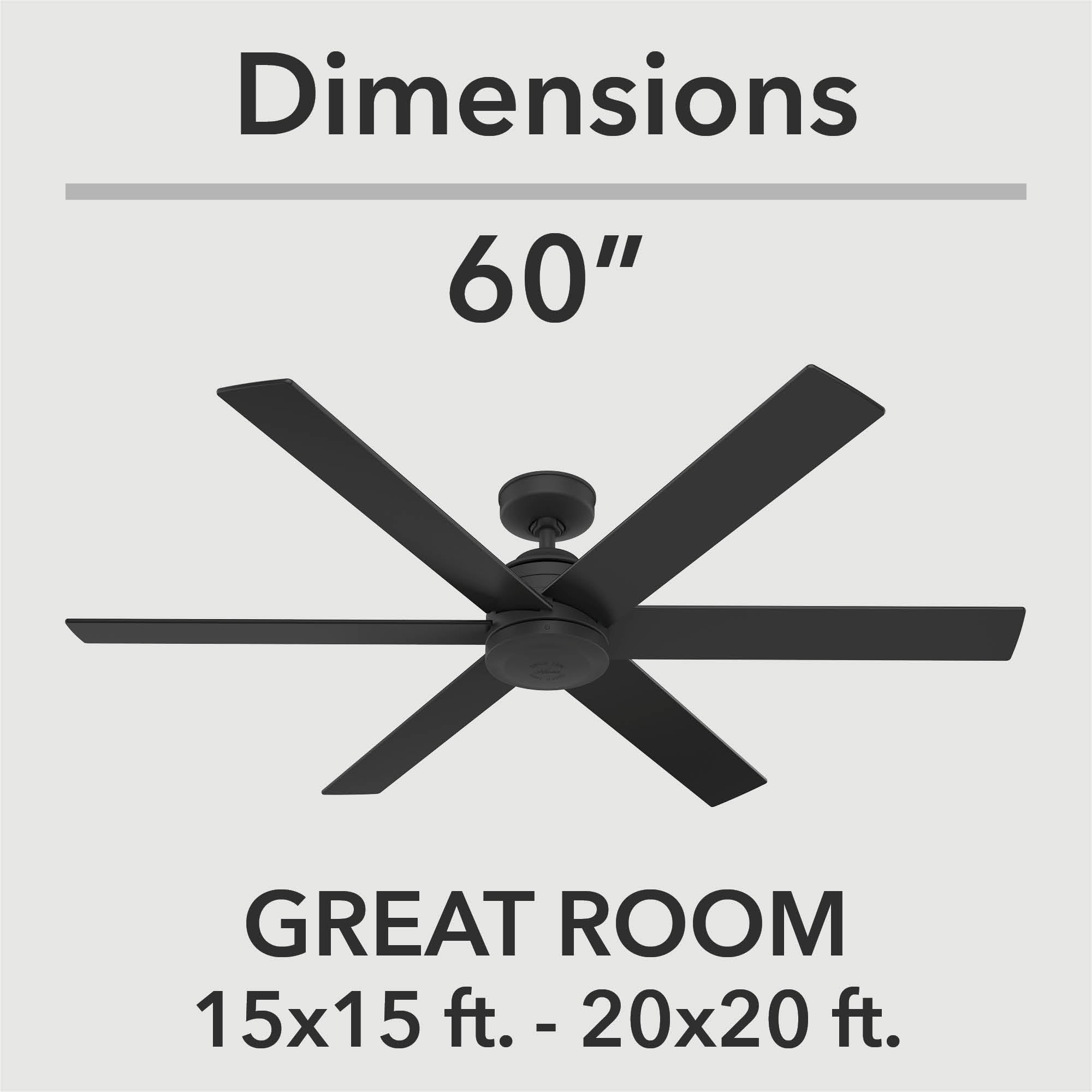 Hunter Ventilador de Techo 60" con 6 Aspas con Control Remoto Apto para interior y Exterior, Modelo Lakeway 52582