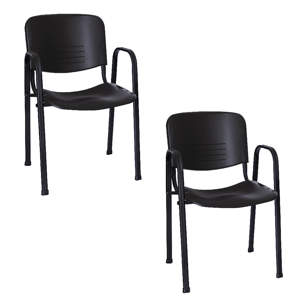 Offiho Set de 2 Sillas de Oficina Ergonómica Con Descansabrazos para Visita con Estructura de Acero, Modelo NOVAISOCONBRAZOS