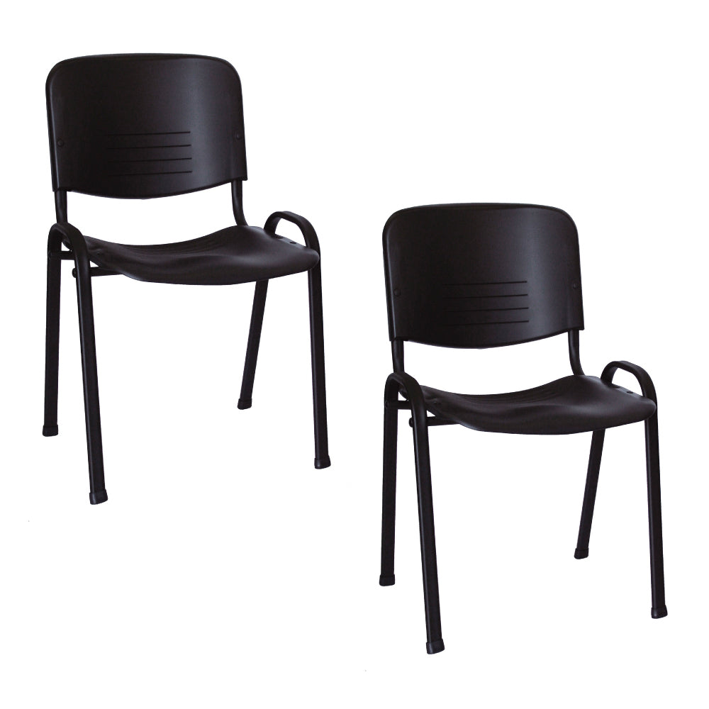 Offiho Set de 2 Sillas de Oficina Ergonómicas para Visita con Estructura de Acero, Modelo NOVAISOSINBRAZOS