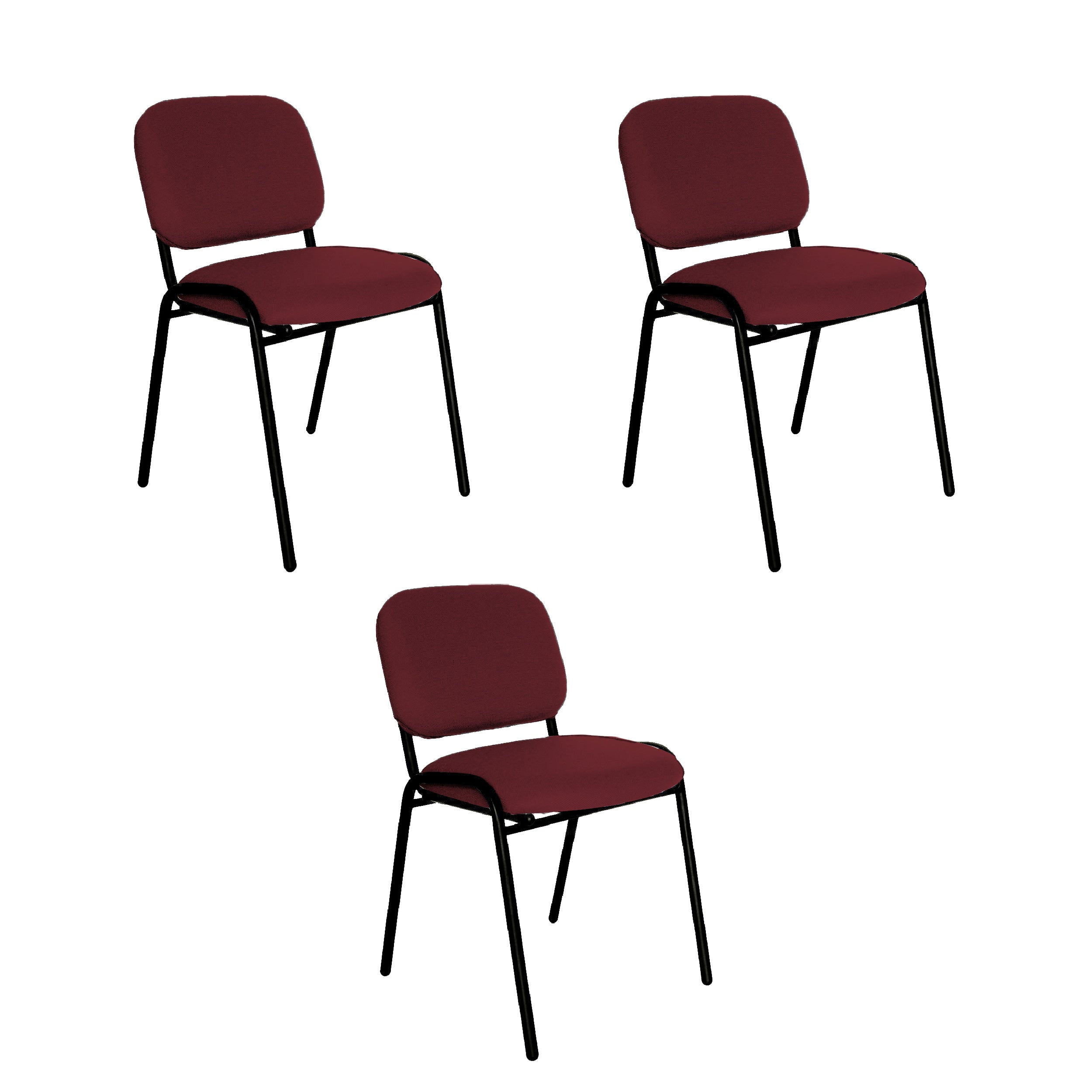 Offiho Set de 3 Sillas de Oficina para Visita Tapizada con Estructura de Acero, Modelo ECOVISITA