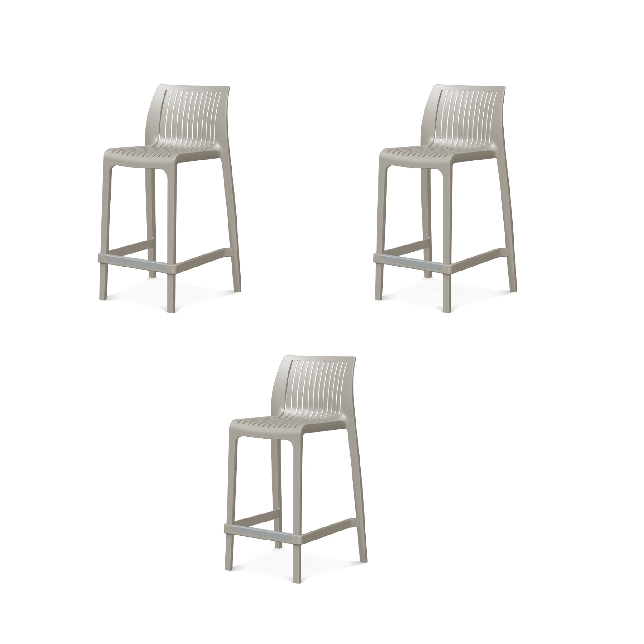 Lagoon Set de 3 Bancos de Barra en Varias Alturas Apto para Exterior e Interior con Protección UV, Modelo Milos 7203B