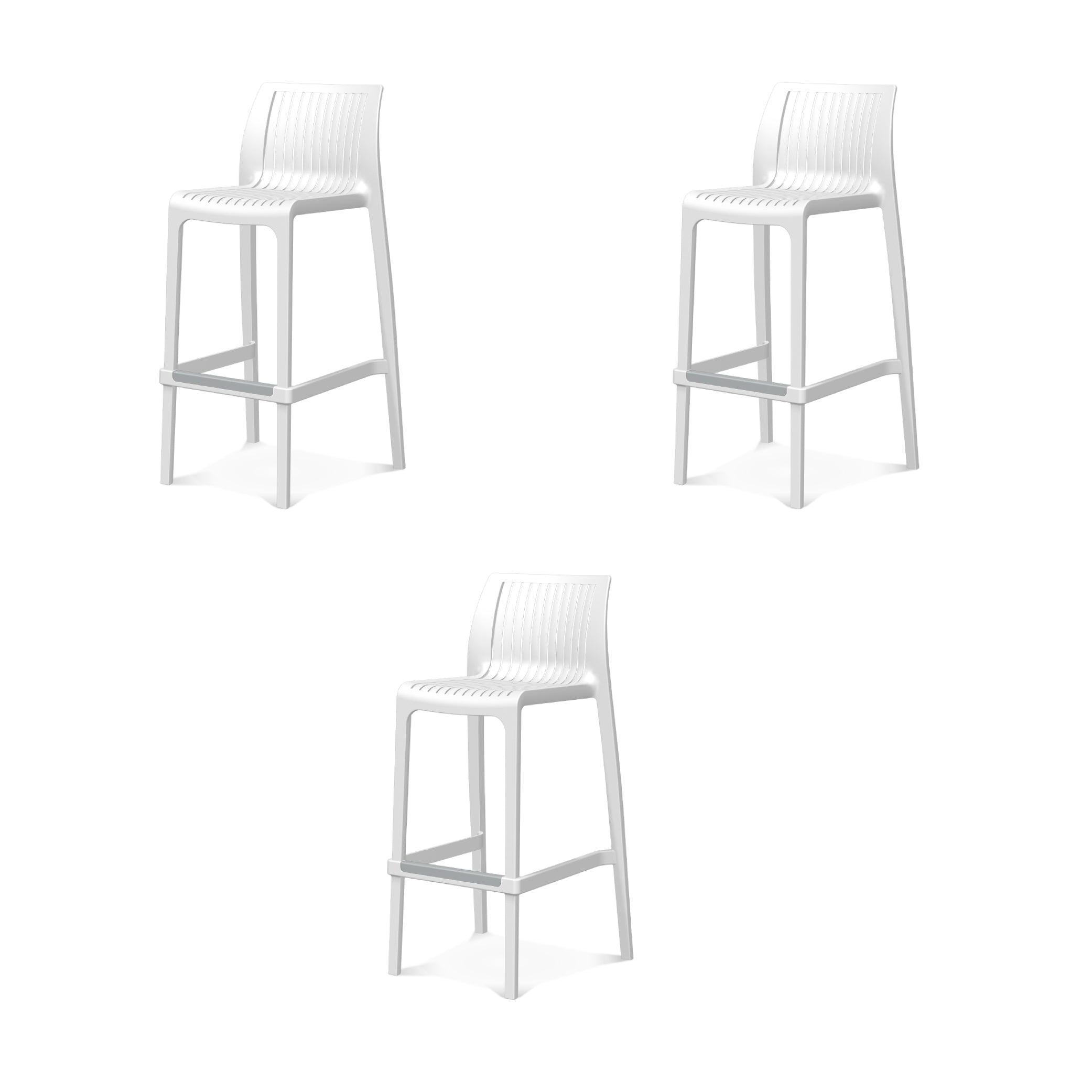 Lagoon Set de 3 Bancos de Barra en Varias Alturas Apto para Exterior e Interior con Protección UV, Modelo Milos 7203B