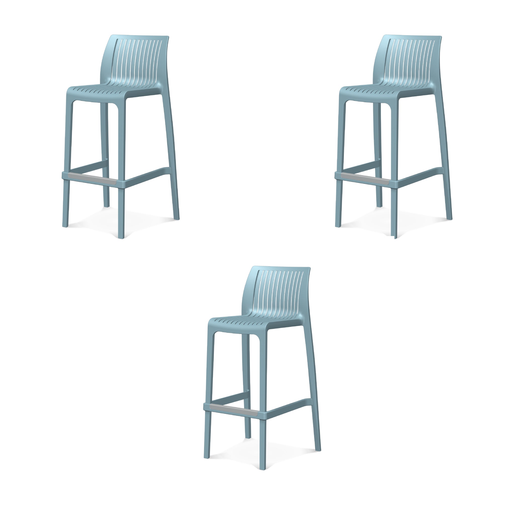 Lagoon Set de 3 Bancos de Barra en Varias Alturas Apto para Exterior e Interior con Protección UV, Modelo Milos 7203B