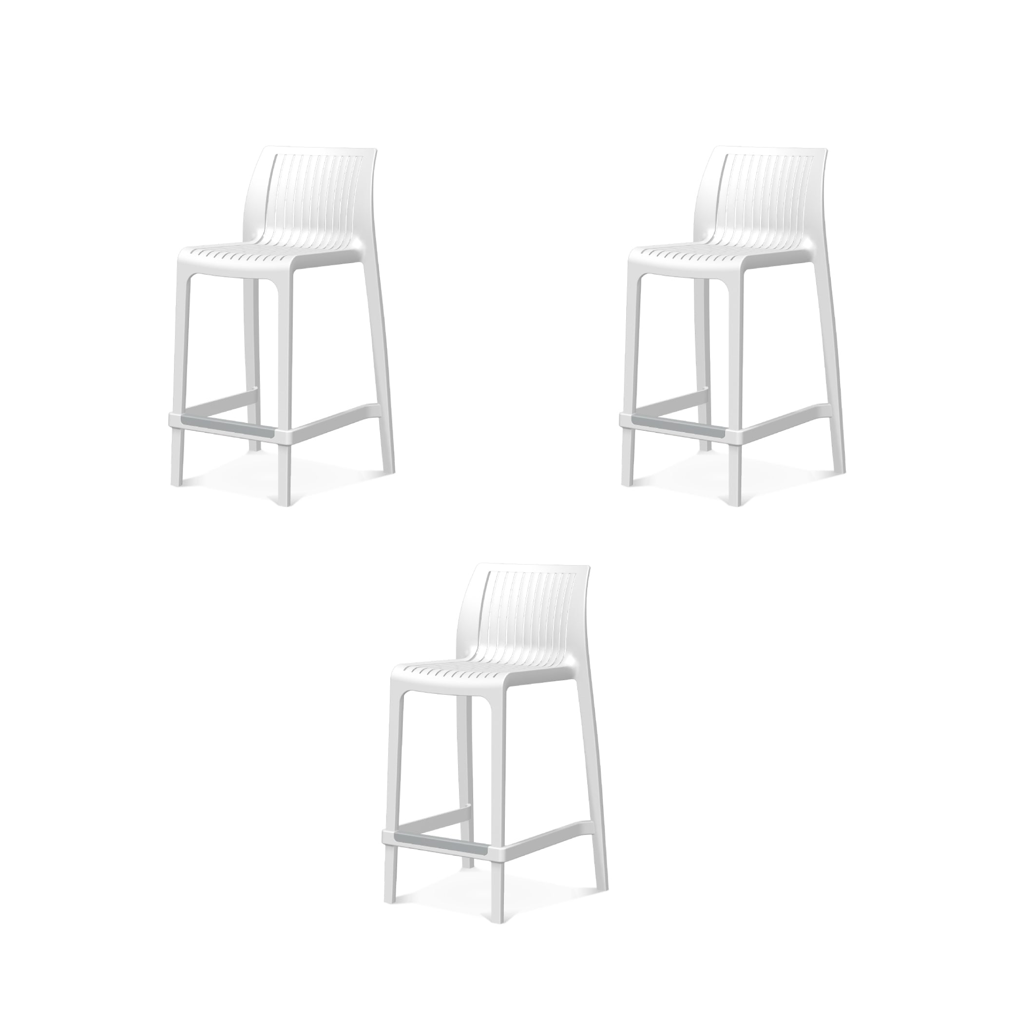 Lagoon Set de 3 Bancos de Barra en Varias Alturas Apto para Exterior e Interior con Protección UV, Modelo Milos 7203B