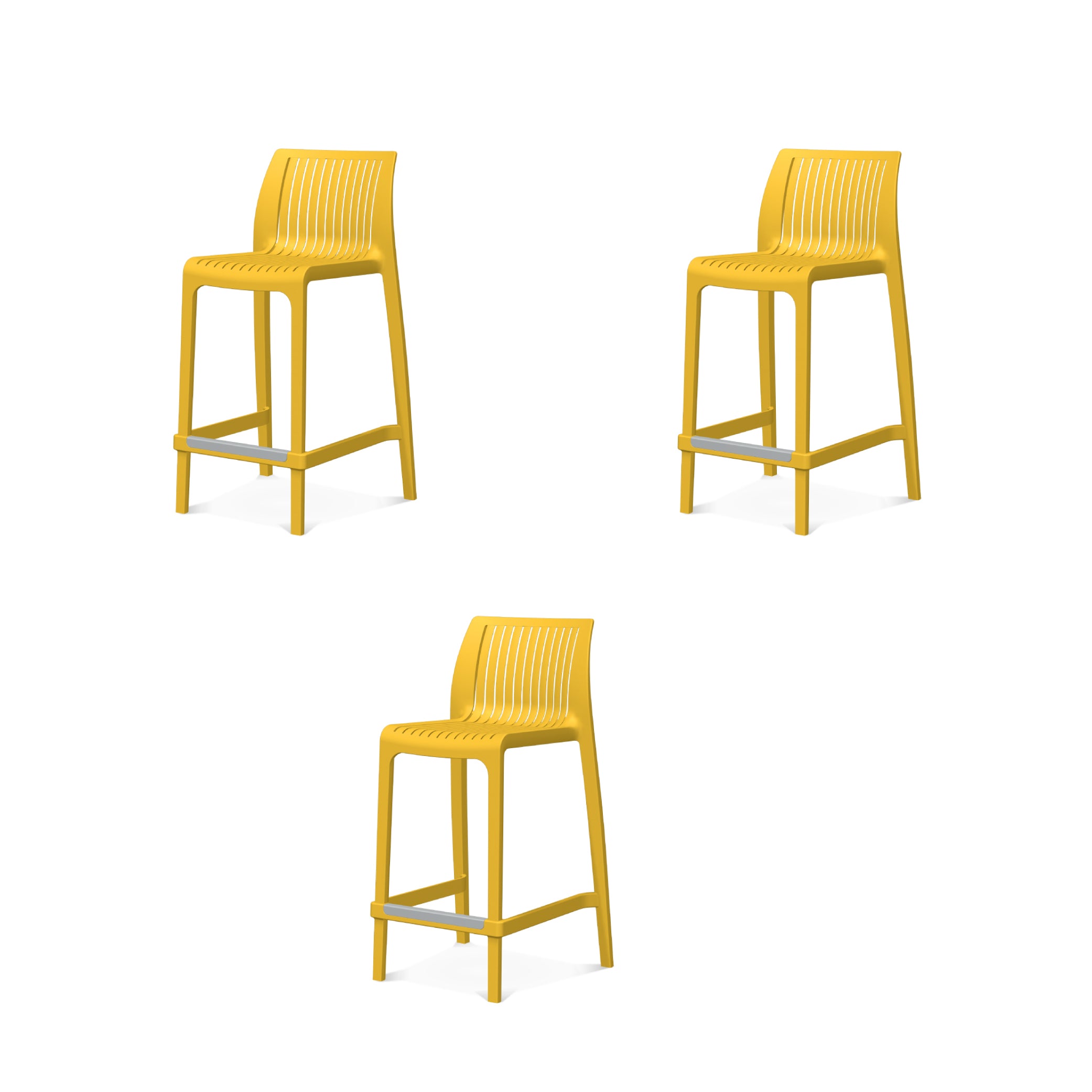 Lagoon Set de 3 Bancos de Barra en Varias Alturas Apto para Exterior e Interior con Protección UV, Modelo Milos 7203B