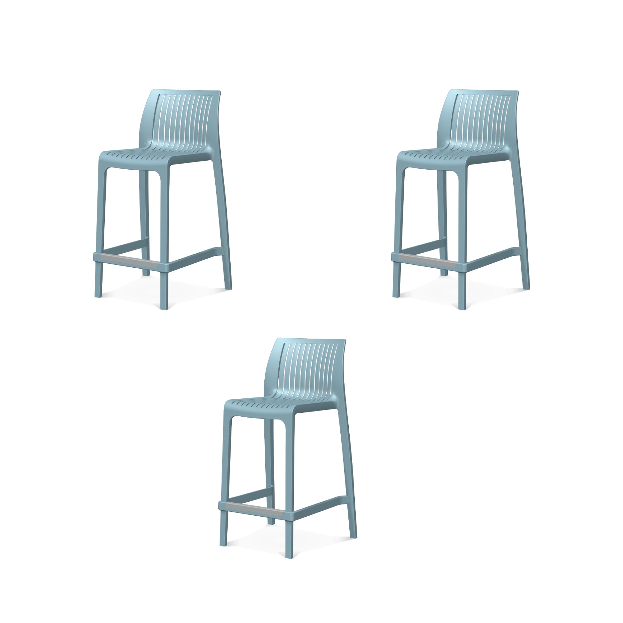 Lagoon Set de 3 Bancos de Barra en Varias Alturas Apto para Exterior e Interior con Protección UV, Modelo Milos 7203B
