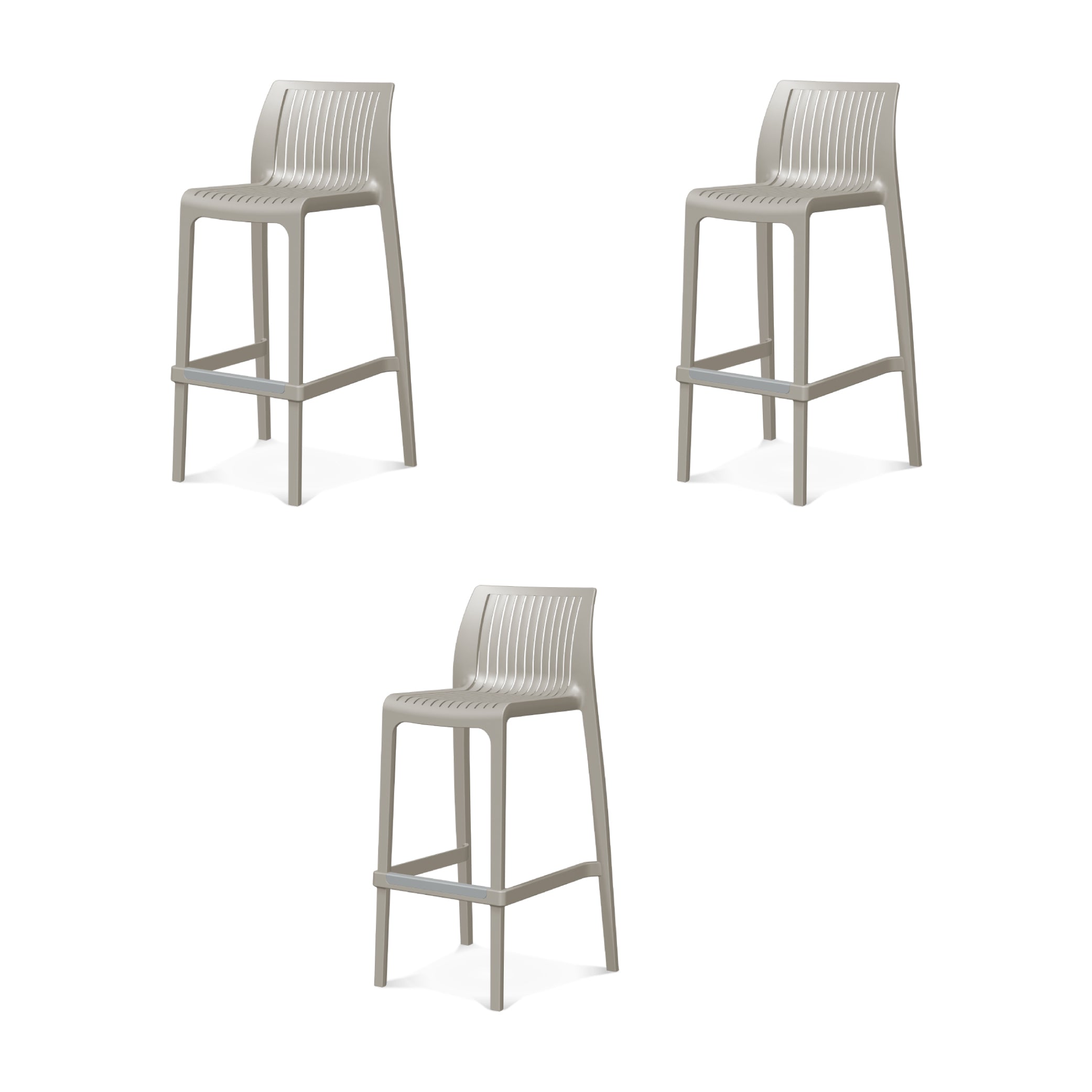 Lagoon Set de 3 Bancos de Barra en Varias Alturas Apto para Exterior e Interior con Protección UV, Modelo Milos 7203B