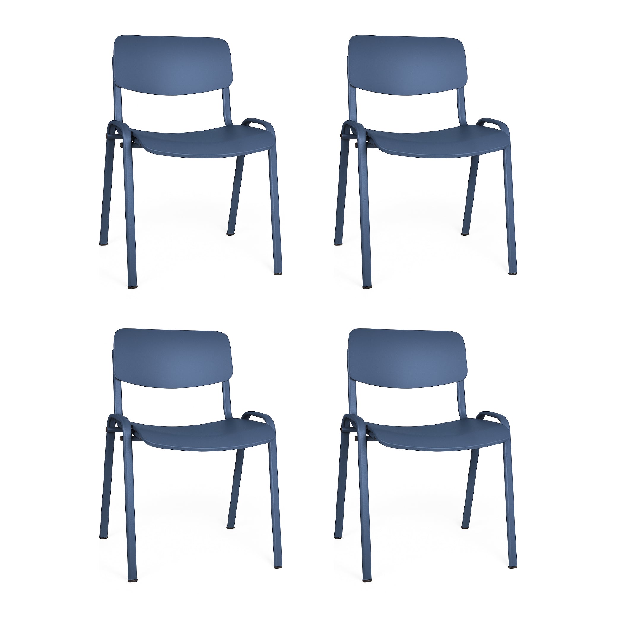 Offiho Set de 4 Sillas Moderna para Visita con Estructura de Acero, Model Milk OHV-66