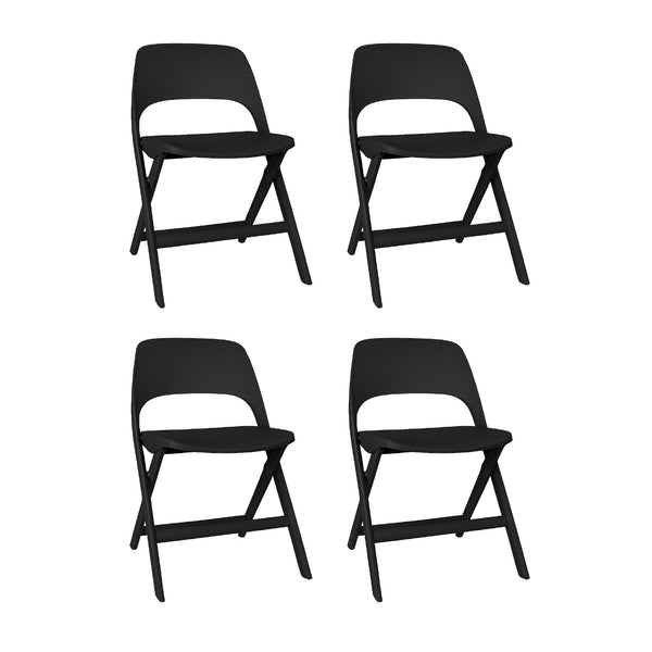 Offiho Set de 4 Sillas Plegables y Resistentes para Interior y Exterior de Polipropileno, Modelo Folding OHV-137