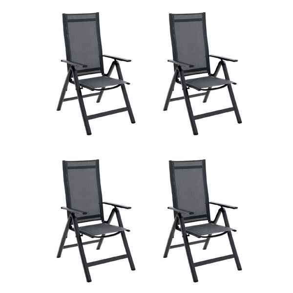 Naterial Set de 4 Sillas de Jardín Plegables de Aluminio y Textileno para Exterior con Respaldo Ajustable, Modelo Odyssea