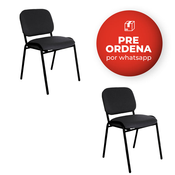 Offiho Set de 2 Sillas de Oficina para Visita Tapizada con Estructura de Acero, Modelo ECOVISITA