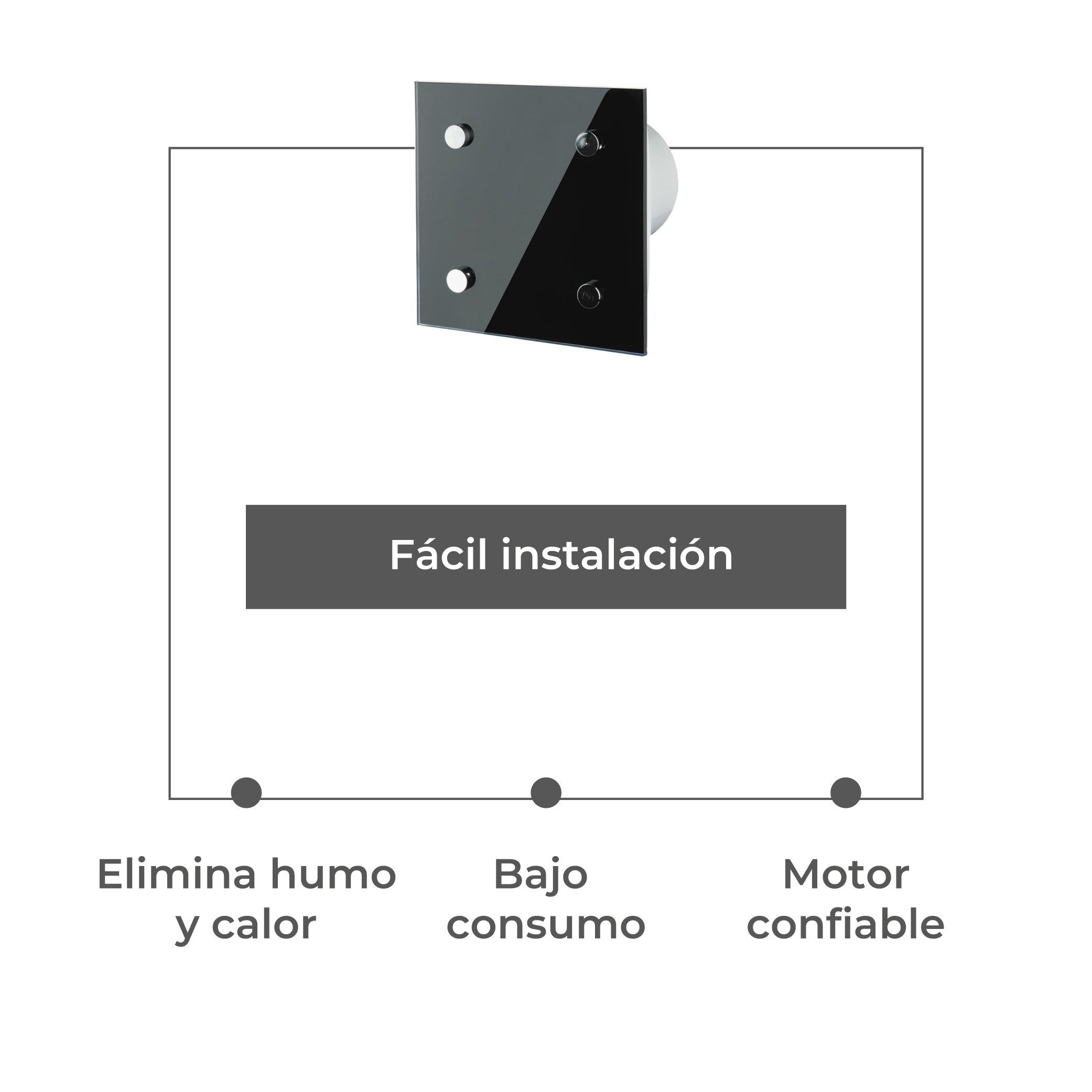 Estevez Extractor de Aire de 4" para Muro, Cristal Negro, Modelo 2904-CN