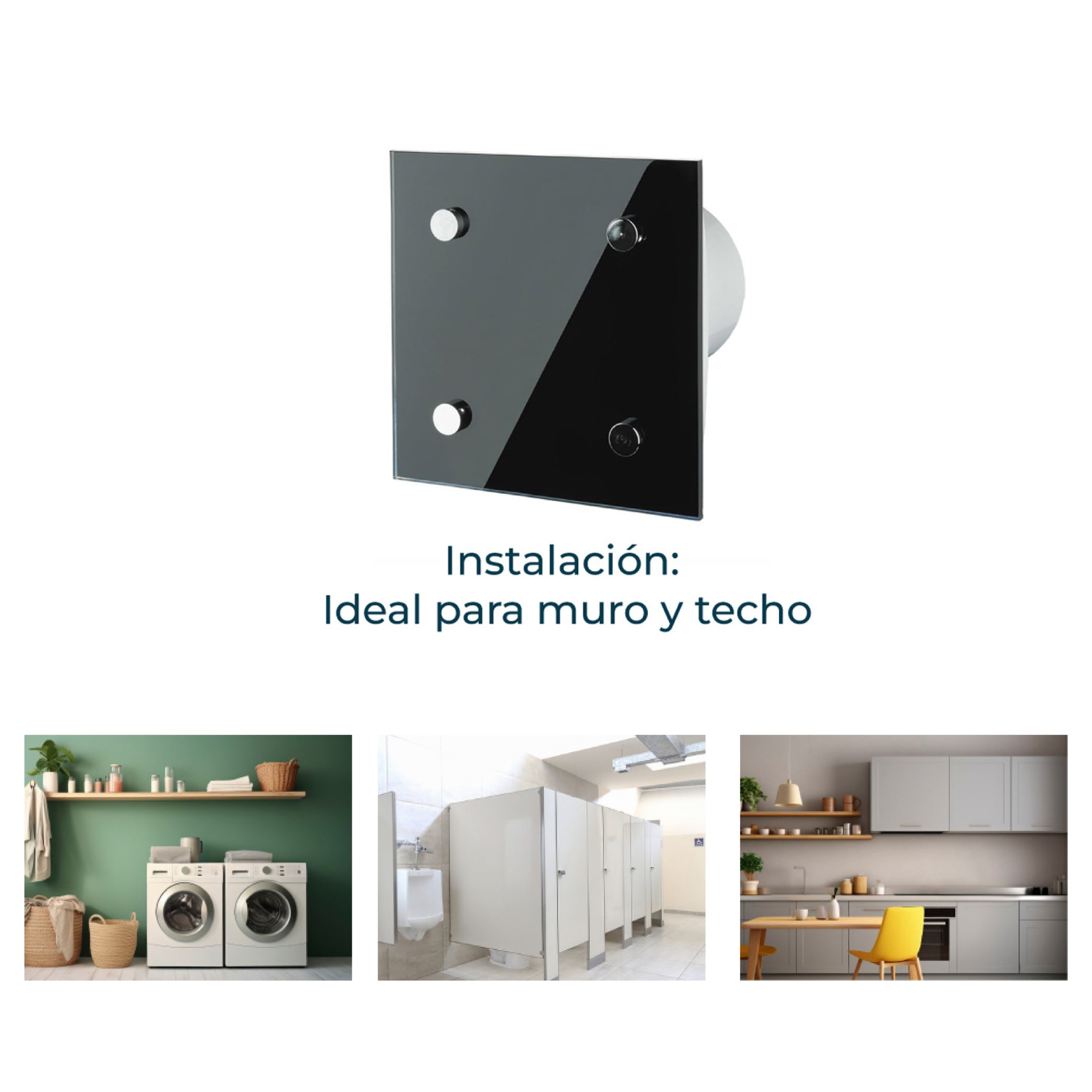 Estevez Extractor de Aire de 4" para Muro, Cristal Negro, Modelo 2904-CN