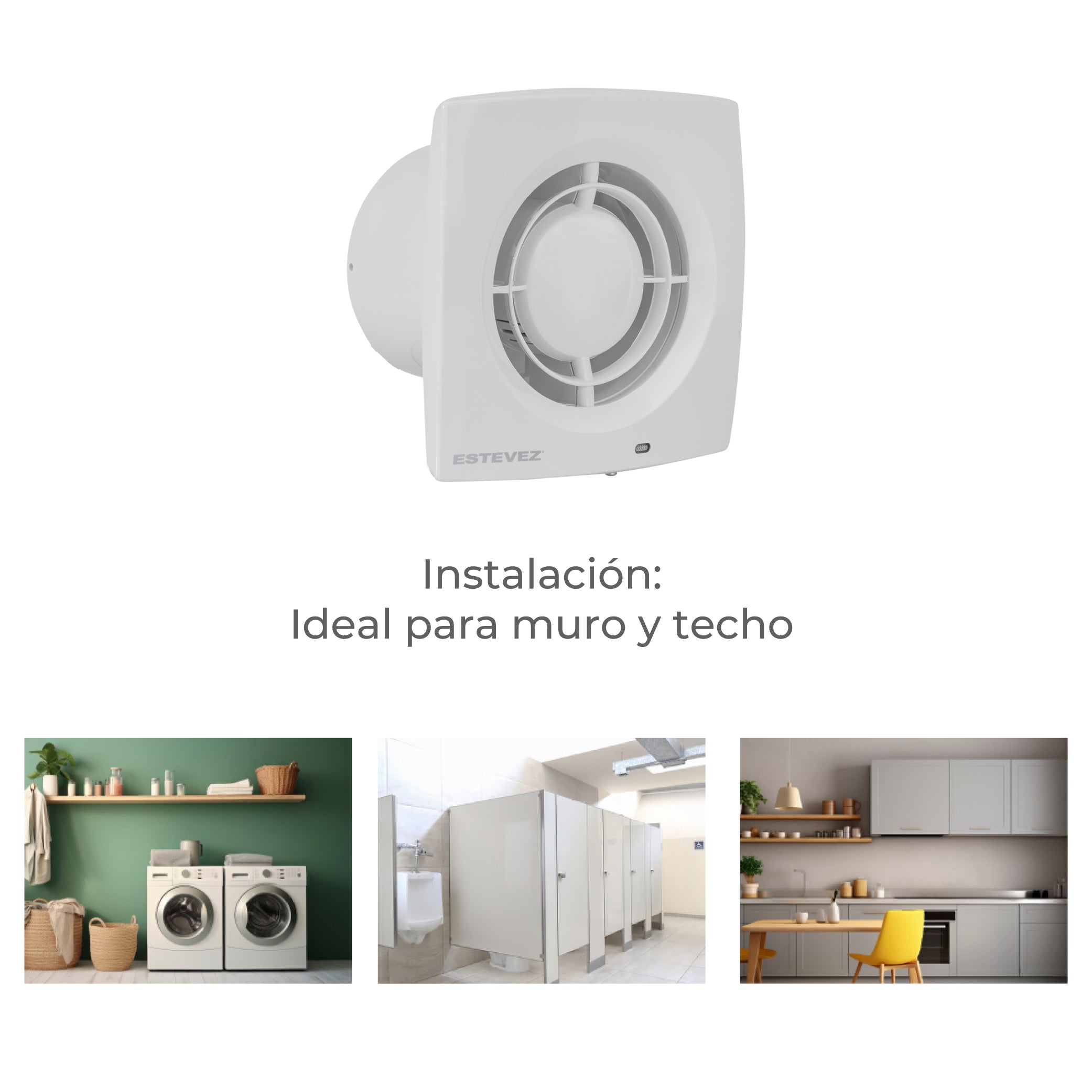 Estevez Extractor de Aire Tipo Francés 4"  Baño / Cocina, Pared, Modelo 2704