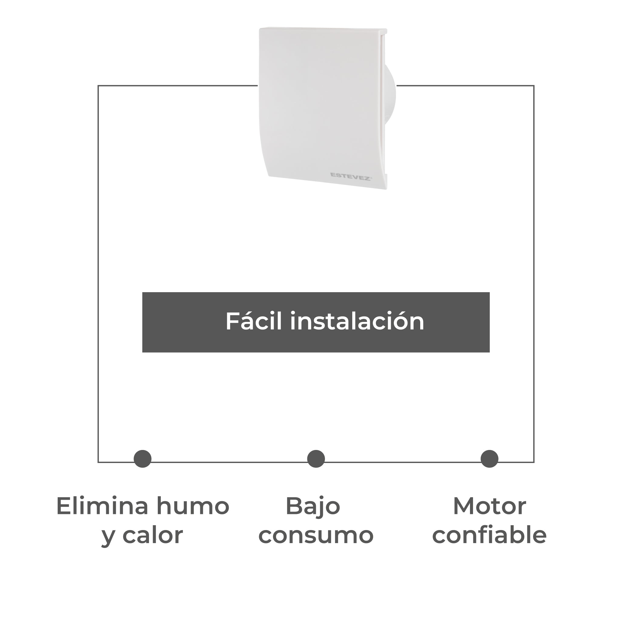 Estevez Extractor de Aire Super Delgado 4" Baño / Cocina, Modelo 2104-BL(eco)