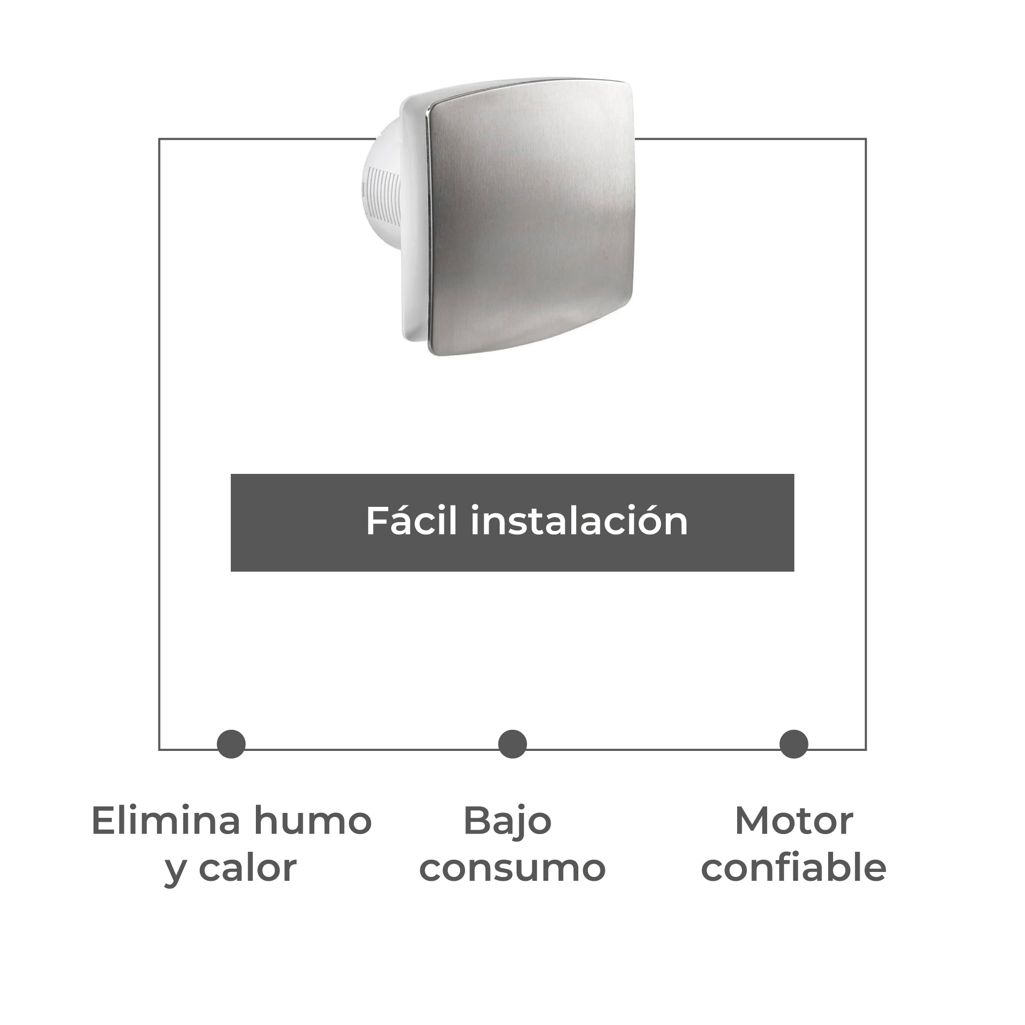 Estevez Extractor de Aire Tipo Australiano 4" Baño / Cocina, Pared, Modelo 2304-INOX(eco)