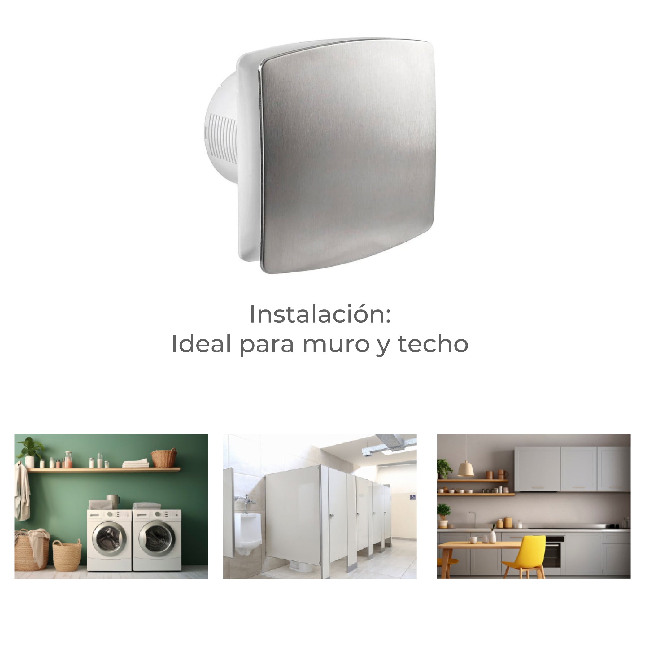 Estevez Extractor de Aire Tipo Australiano 4" Baño / Cocina, Pared, Modelo 2304-INOX(eco)