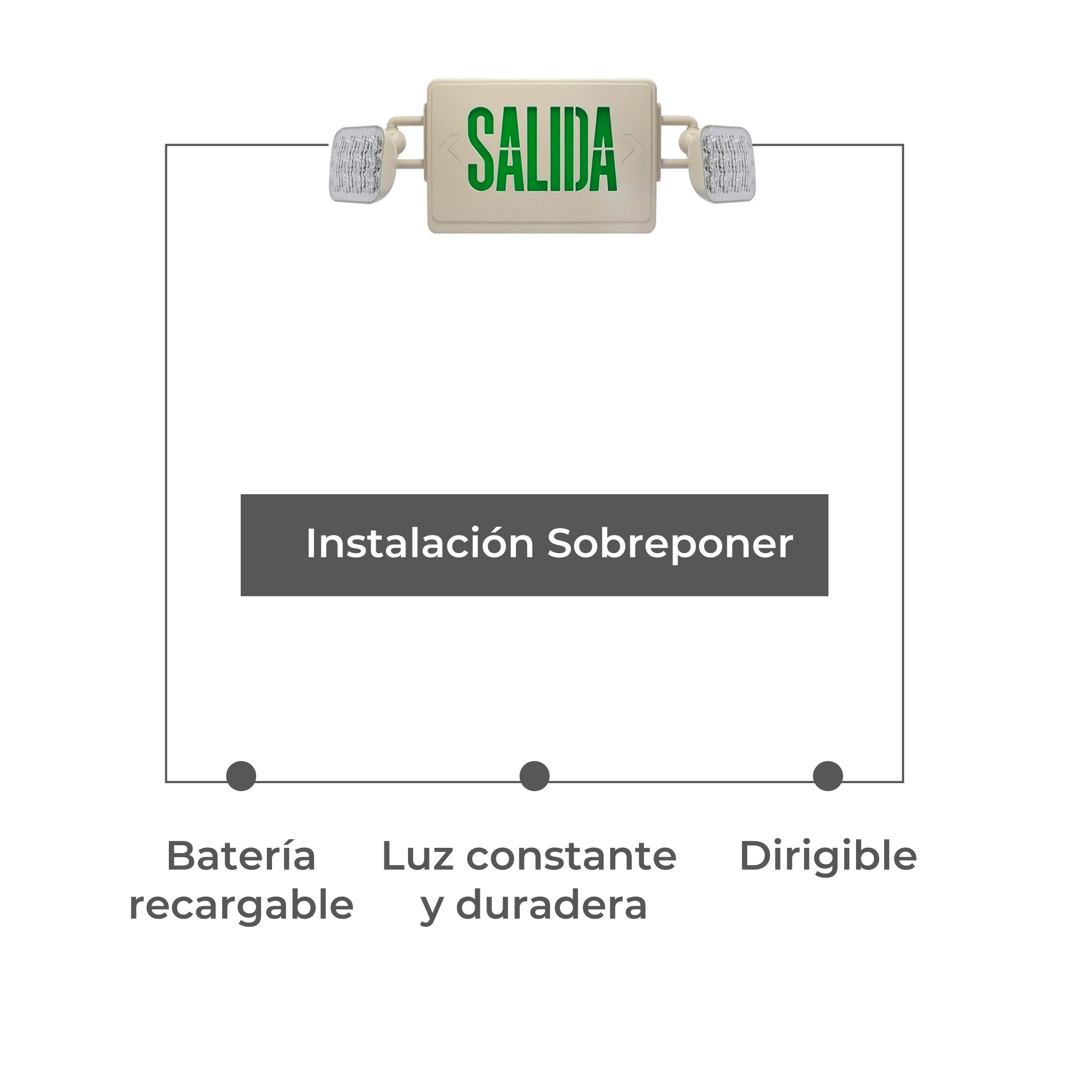 Estevez Lámpara LED, Salida de Emergencia, Batería de Larga Vida, Sobreponer Pared, Modelo 5120-0