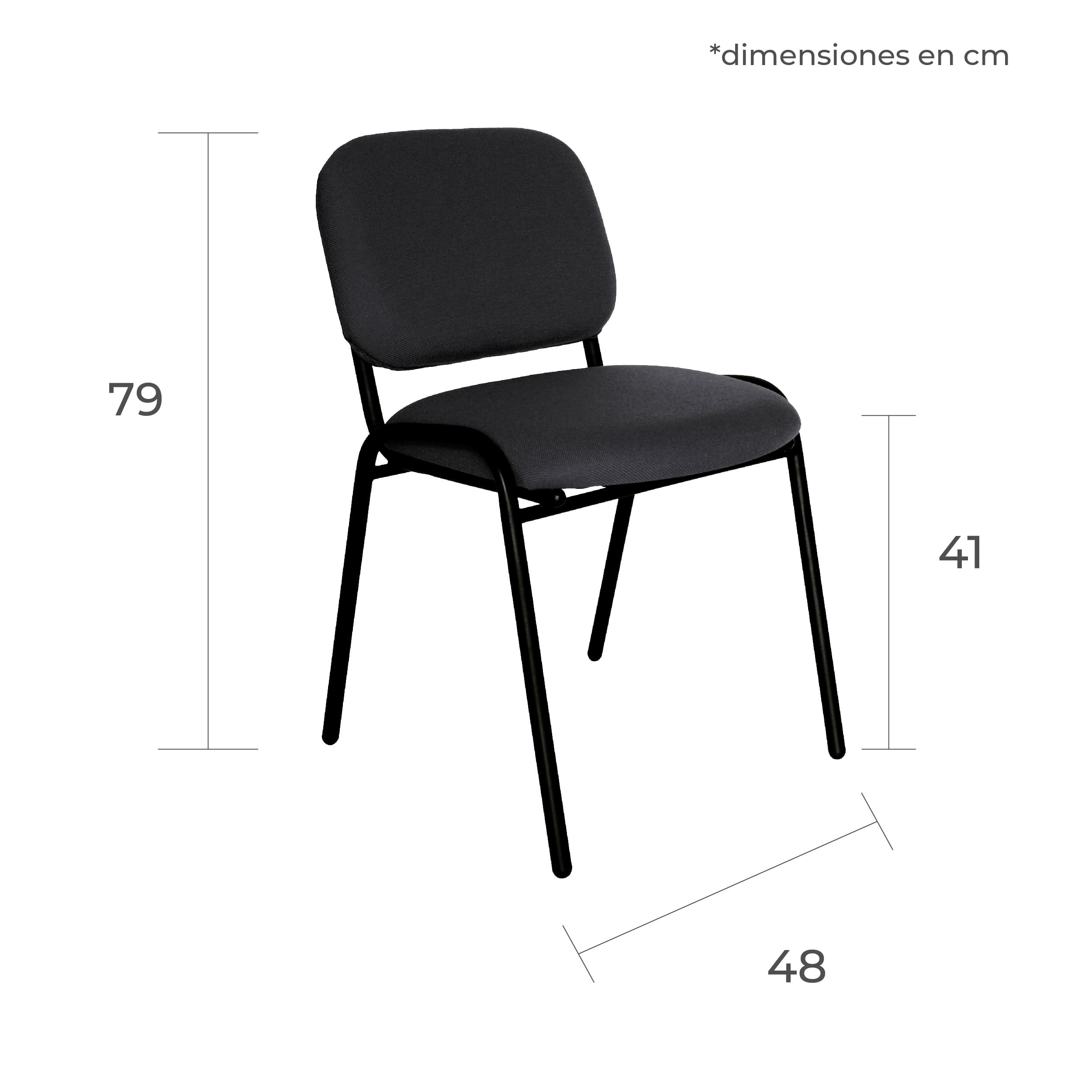 Offiho Set de 4 Sillas de Oficina para Visita Tapiz Personalizable con Estructura de Acero, Modelo ECOVISITA