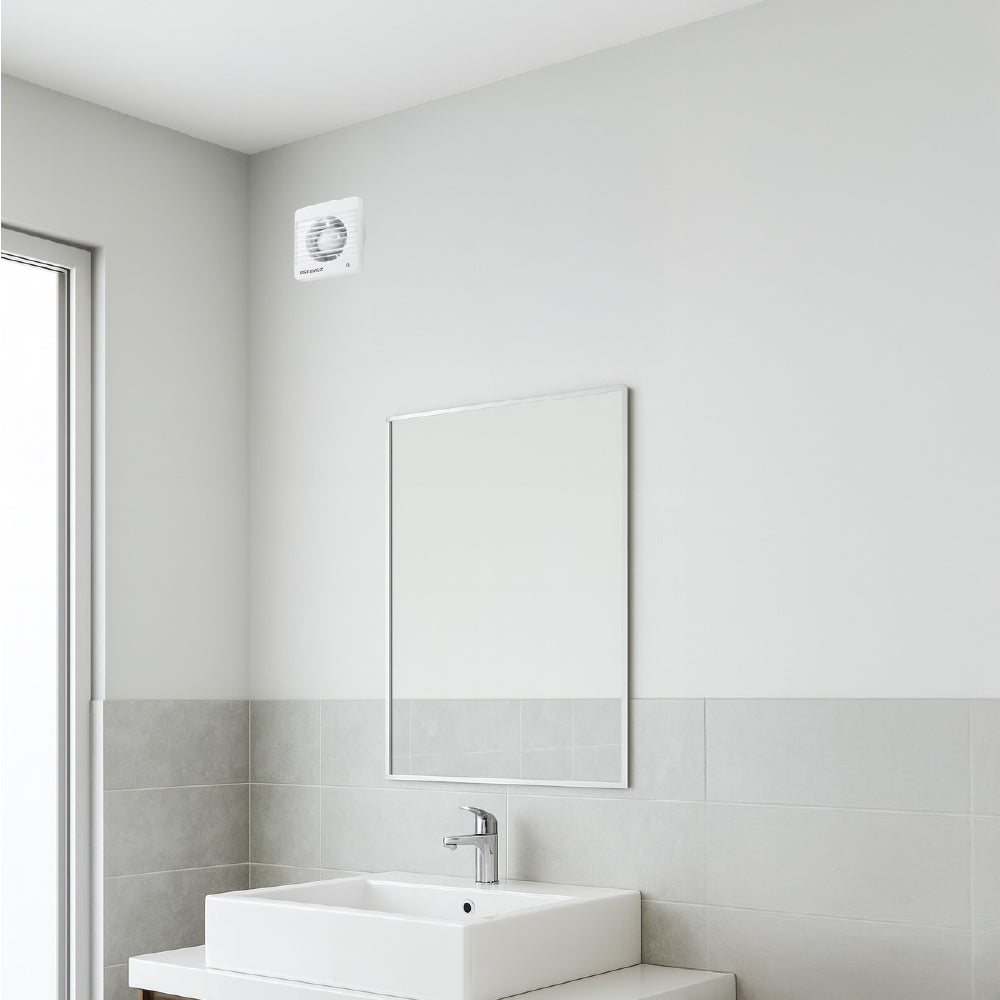 Estevez Extractor de Aire Tipo Inglés 4" Baño / Cocina, Pared, Modelo 2804